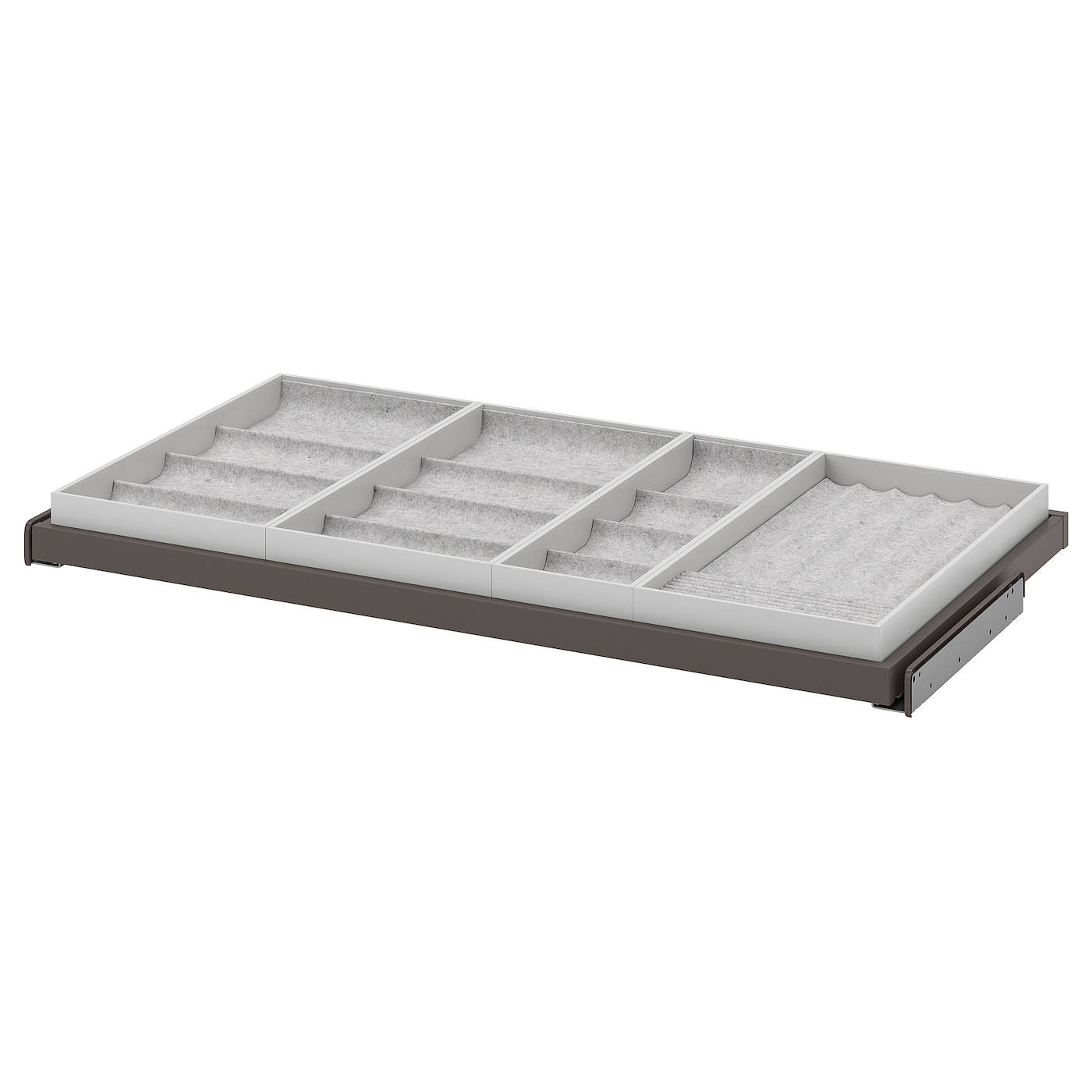IKEA KOMPLEMENT wysuwana półka z wkładem, ciemnoszary/jasnoszary, 100x58 cm