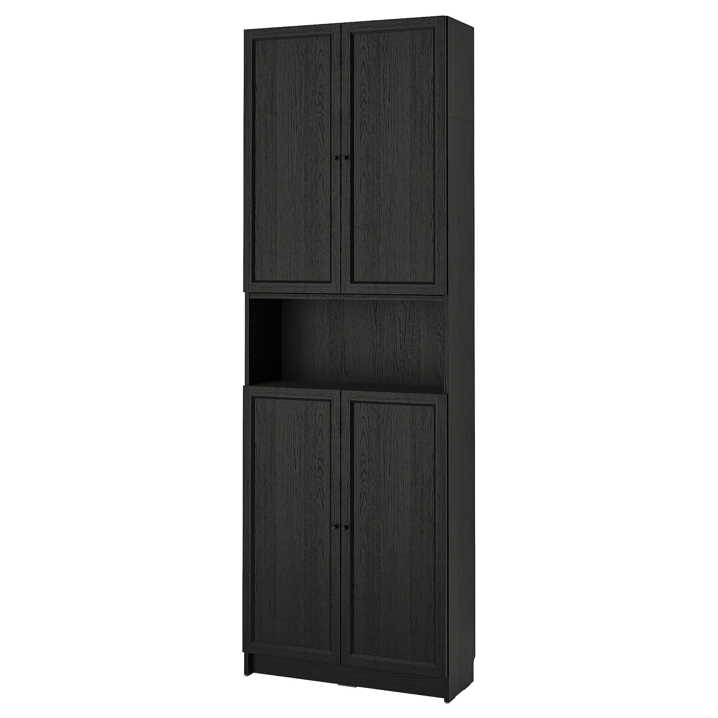 IKEA BILLY / OXBERG regał z drzwiami/nadstawką, czarny imit. dębu, 80x30x237 cm