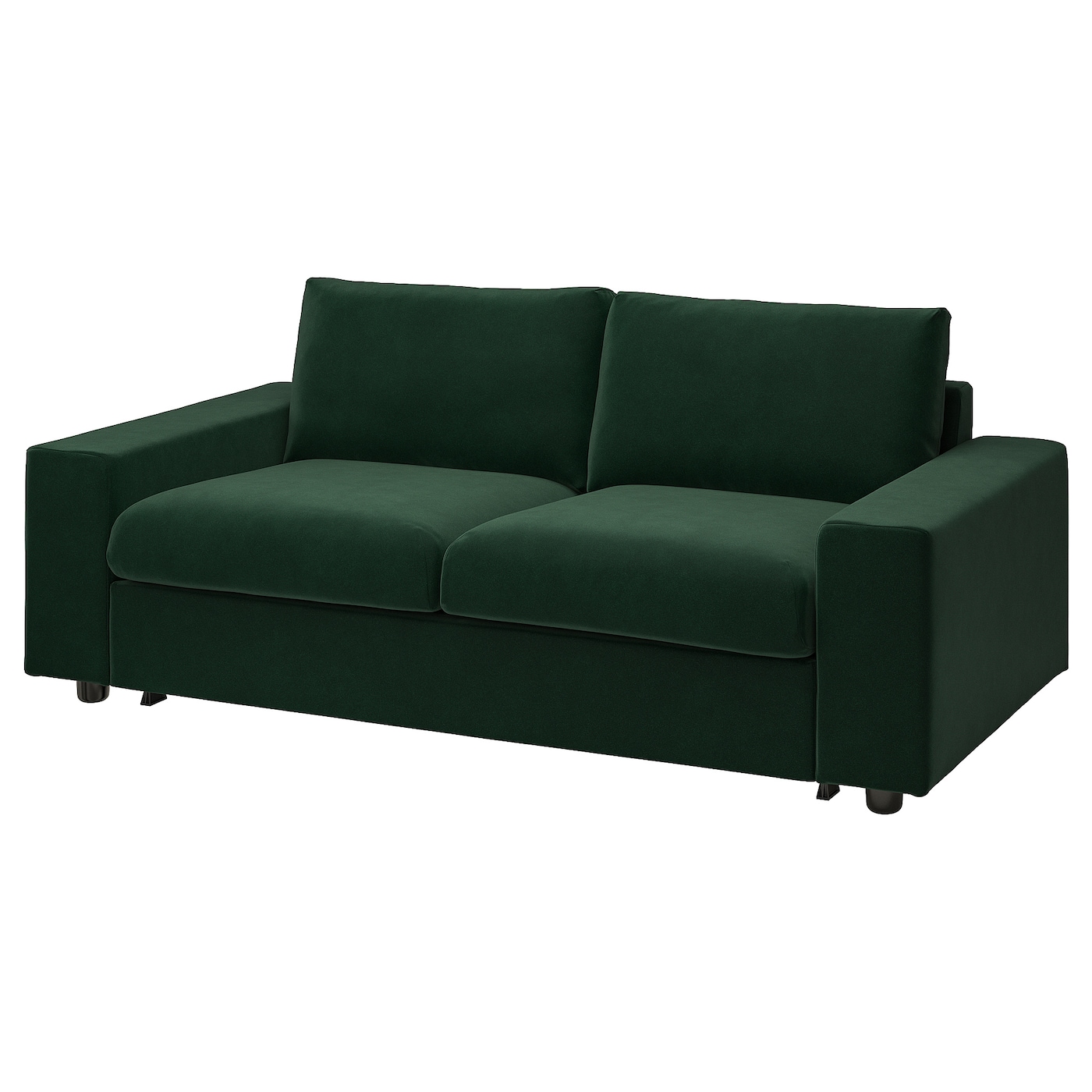 IKEA VIMLE sofa 2-osobowa, rozkładana, z szerokimi podłokietnikami/Djuparp ciemnozielony