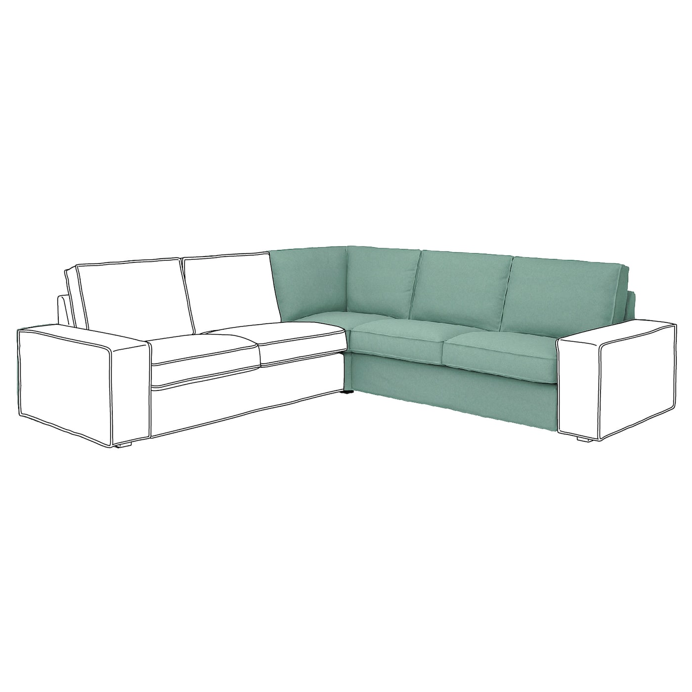 IKEA KIVIK sekcja narożna, Tallmyra jasnozielony, Szerokość: 234 cm