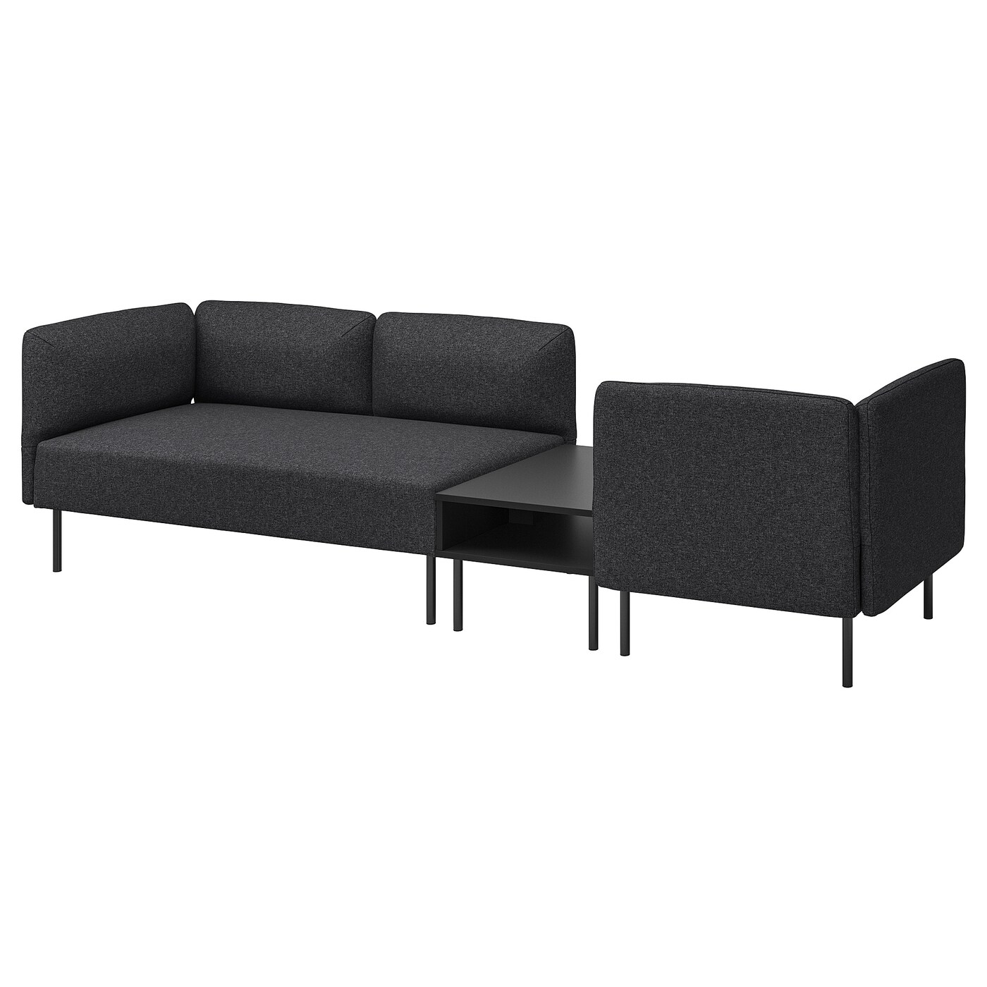 IKEA LILLEHEM 3-os sofa moduł ze stolik bocznym, Gunnared ciemnoszary/metal, Szerokość: 274 cm