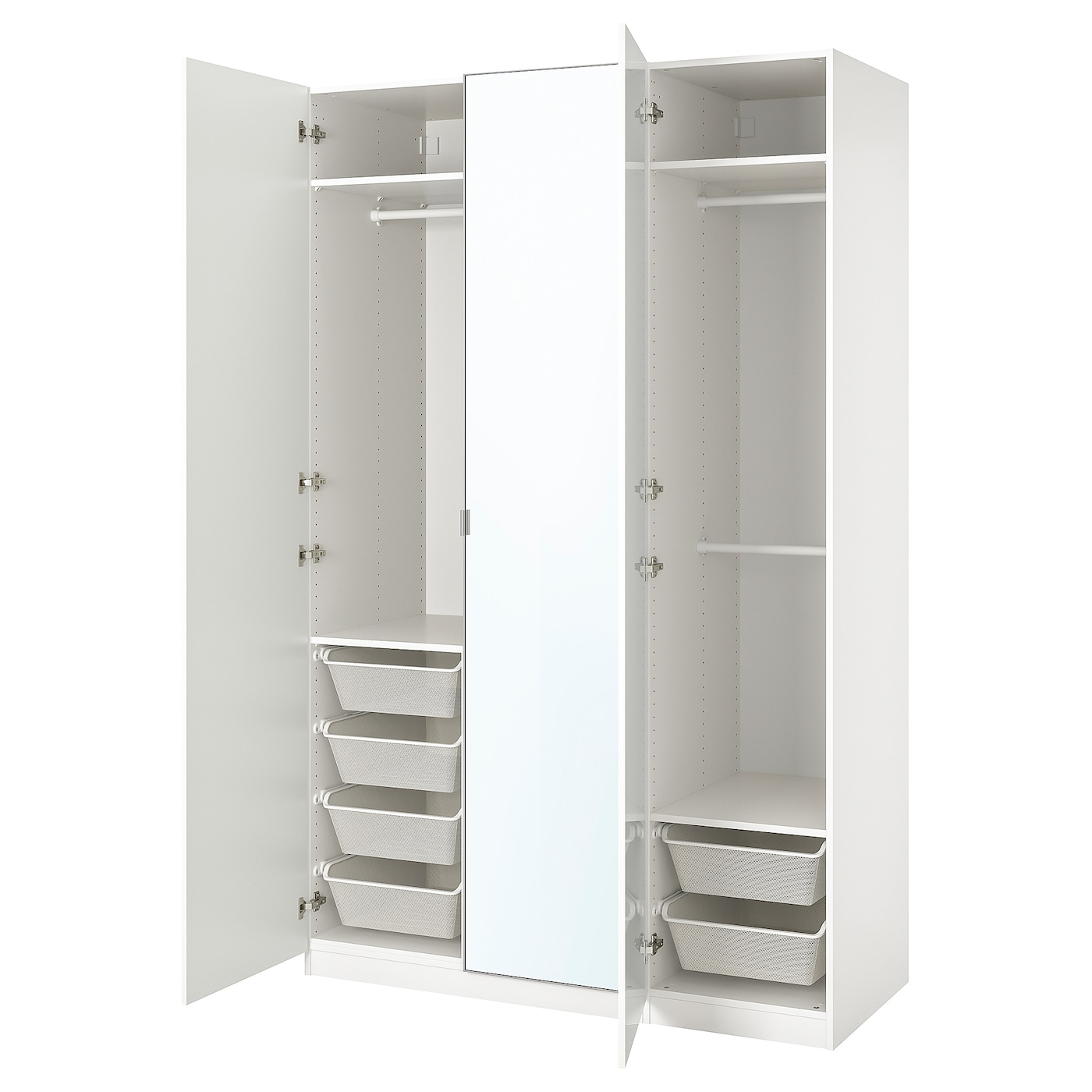 IKEA PAX / FARDAL/ÅHEIM kombinacja szafy, połysk biały/lustro, 150x60x236 cm