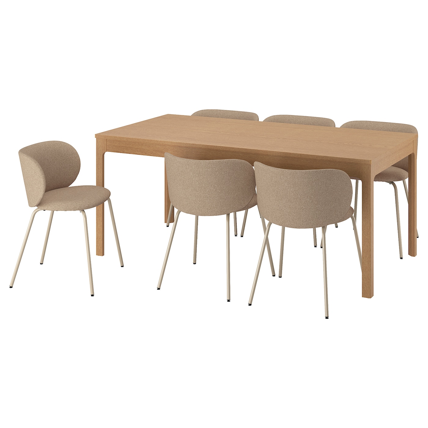 IKEA EKEDALEN / KRYLBO stół i 6 krzeseł, dąb/Tonerud ciemny beż, 180/240 cm
