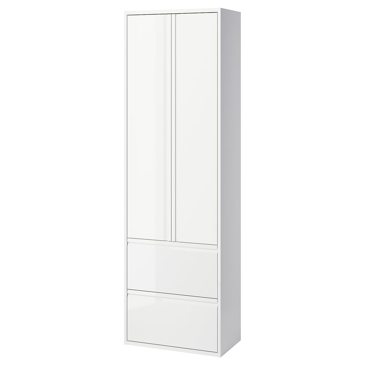 IKEA ÄNGSJÖN szafka wysoka z drzwiami/szufladami, połysk biały, 60x35x195 cm