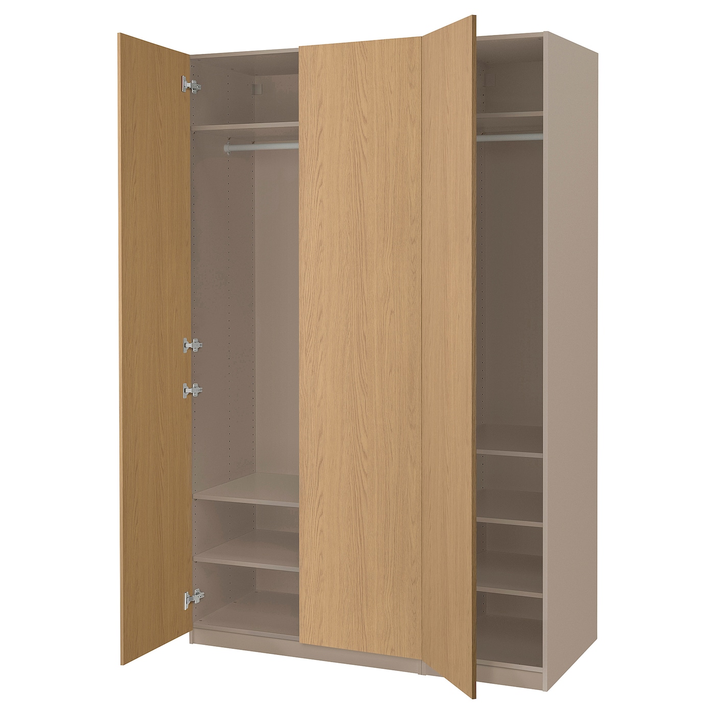 IKEA PAX / STORKLINTA kombinacja szafy, szarobeżowy/imit. dębu, 150x60x236 cm