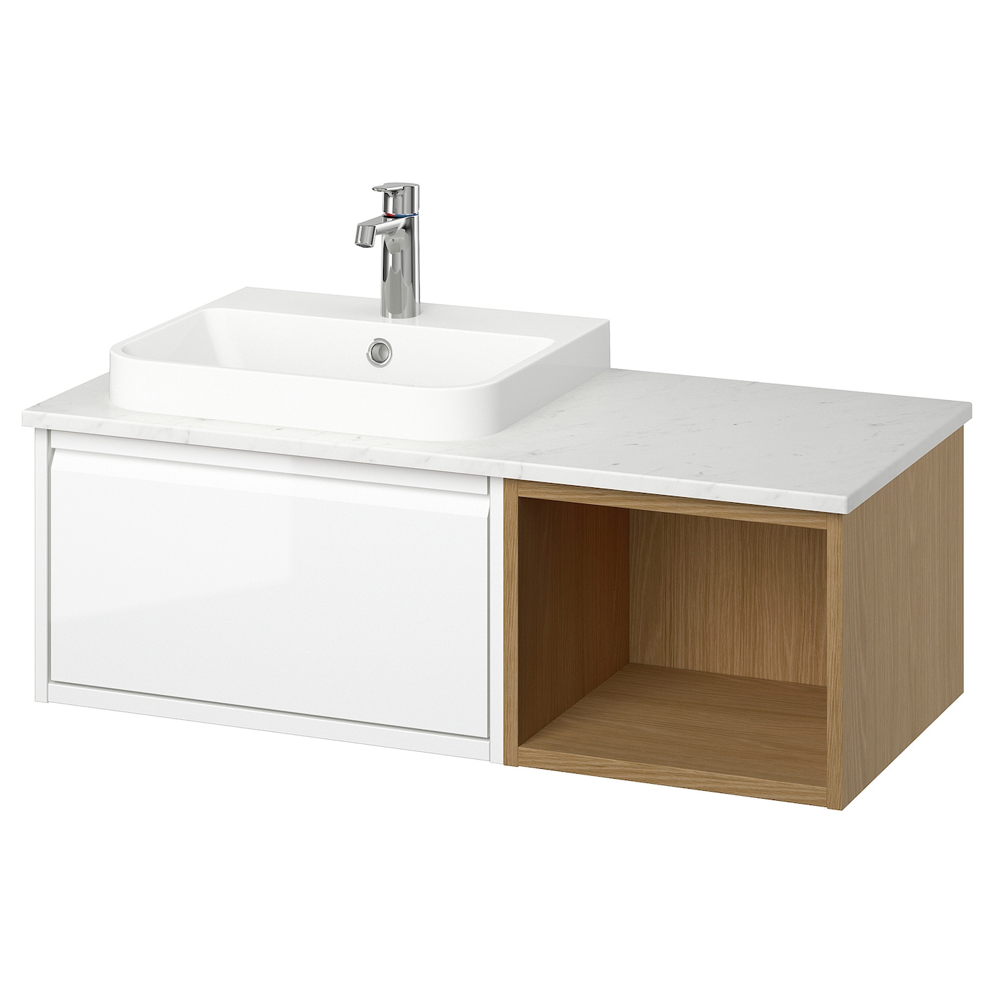IKEA ÄNGSJÖN / BACKSJÖN szafka pod umyw/umywalka/bateria, połysk biały, 102x49x41 cm