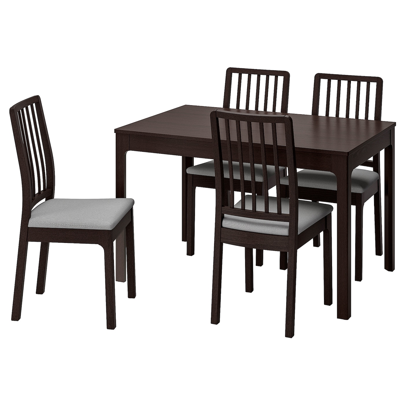 IKEA EKEDALEN / EKEDALEN stół i 4 krzesła, ciemnobrązowy/Orrsta jasnoszary, 120/180 cm