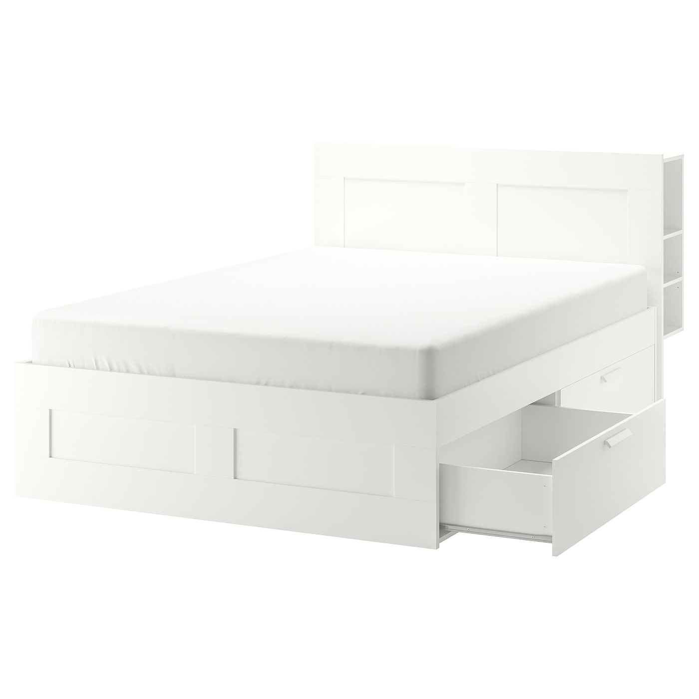 IKEA BRIMNES rama łóżka z pojemnikiem, zagłówek, biały/Luröy, 140x200 cm