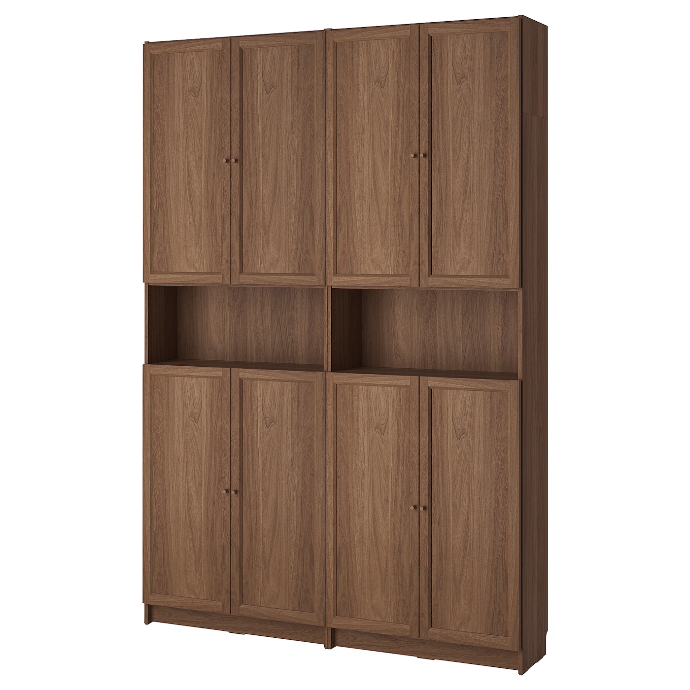 IKEA BILLY / OXBERG regał na książki z nadstawką/drzwi, brązowy orzech, 160x30x237 cm