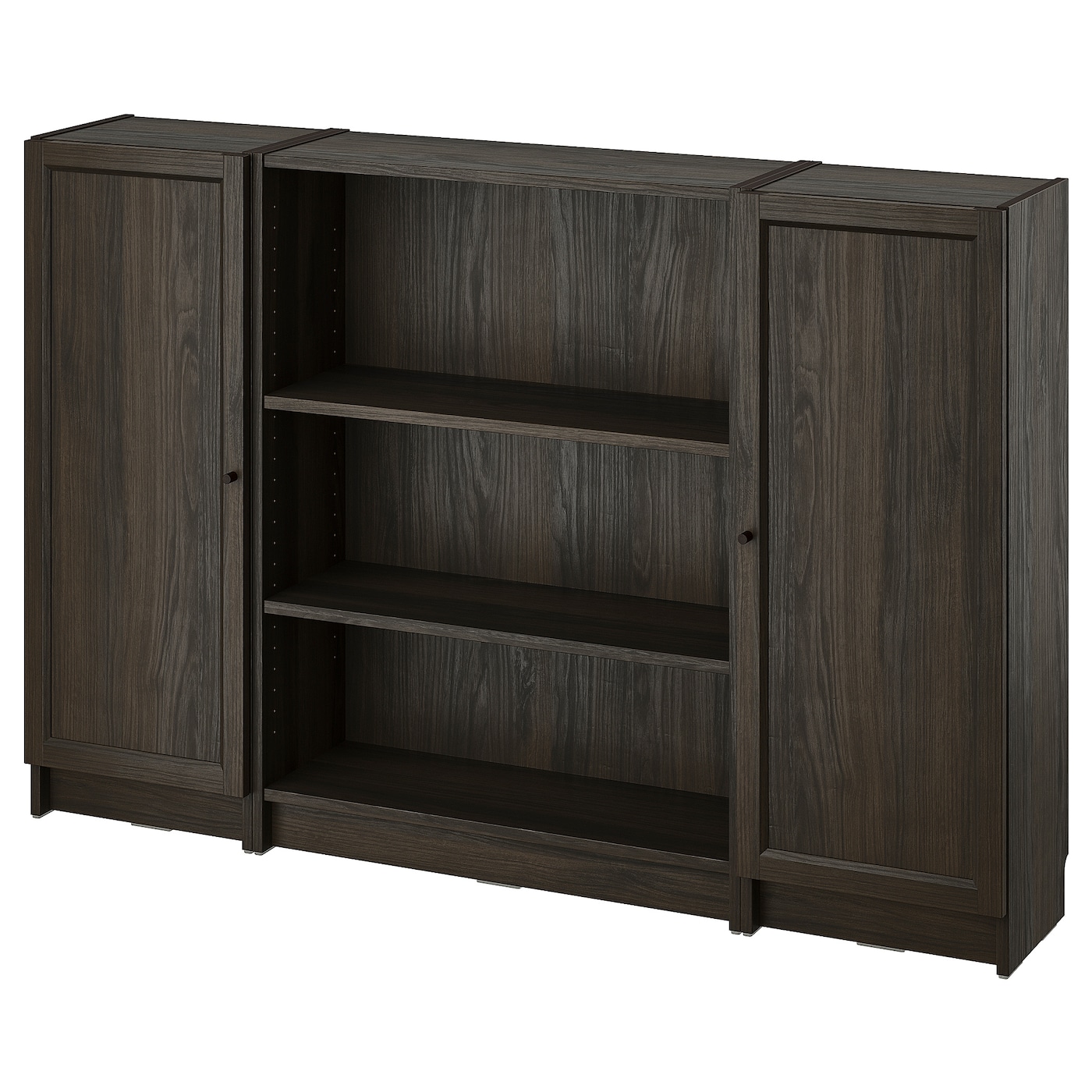 IKEA BILLY / OXBERG kombinacja regałowa z drzwiami, ciemnobrązowy imit. dębu, 160x106 cm
