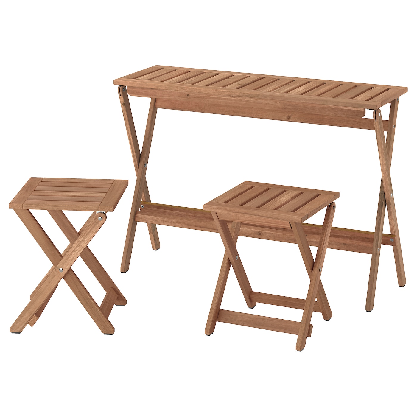 IKEA NÄMMARÖ stół ogrodowy i 2 stołki, bejca jasnobrązowa składany/składany, 108x37 cm