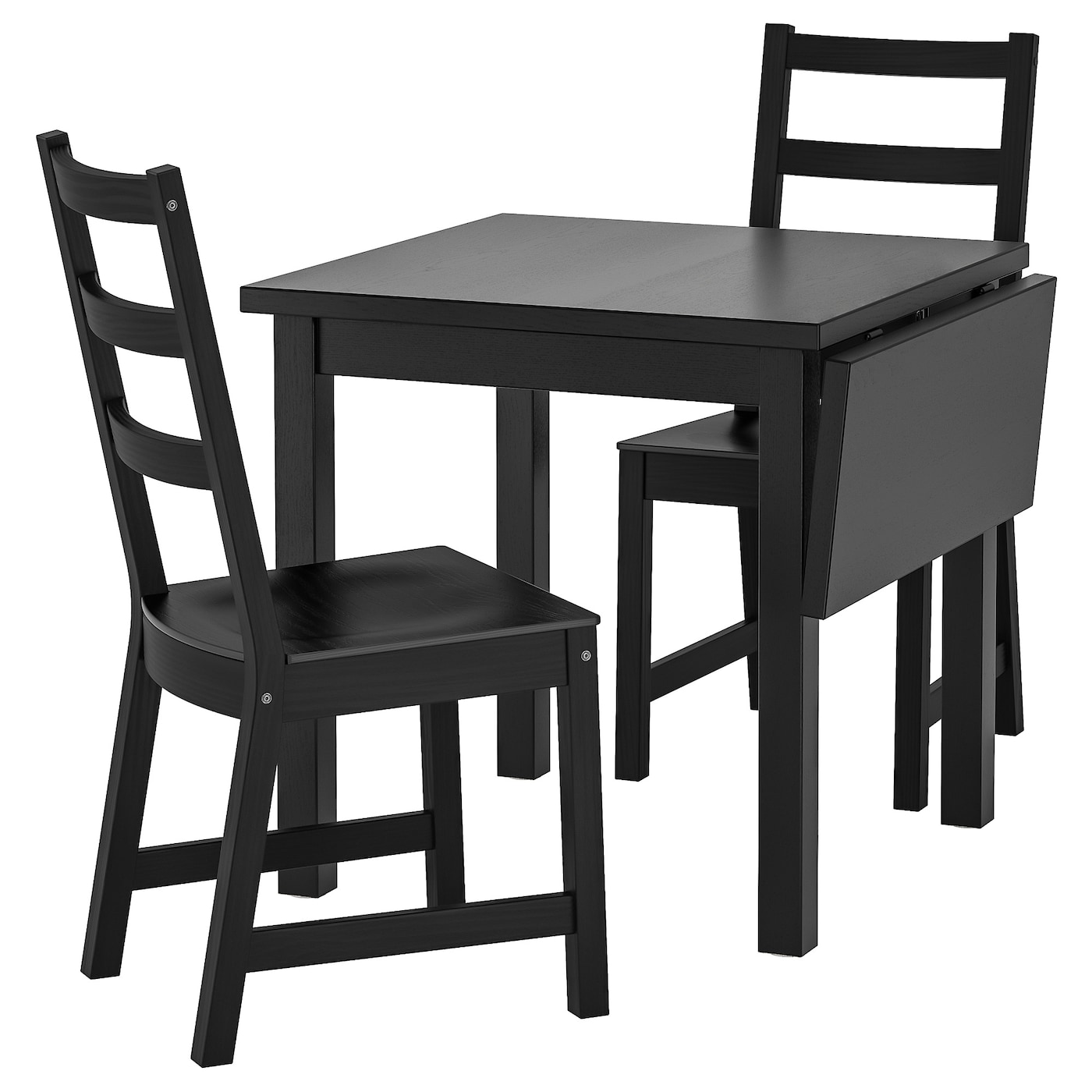 IKEA NORDVIKEN / NORDVIKEN stół i 2 krzesła, czarny/czarny, 74/104x74 cm
