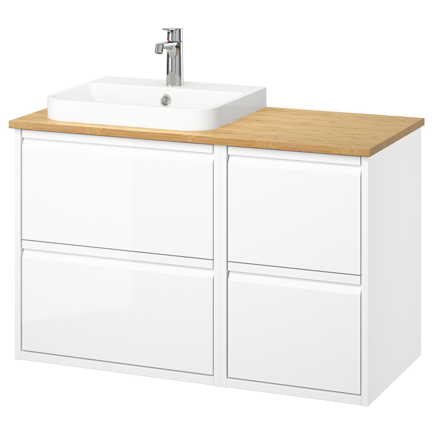 IKEA ÄNGSJÖN / BACKSJÖN szafka pod umyw/umywalka/bateria, połysk biały, 102x49x71 cm