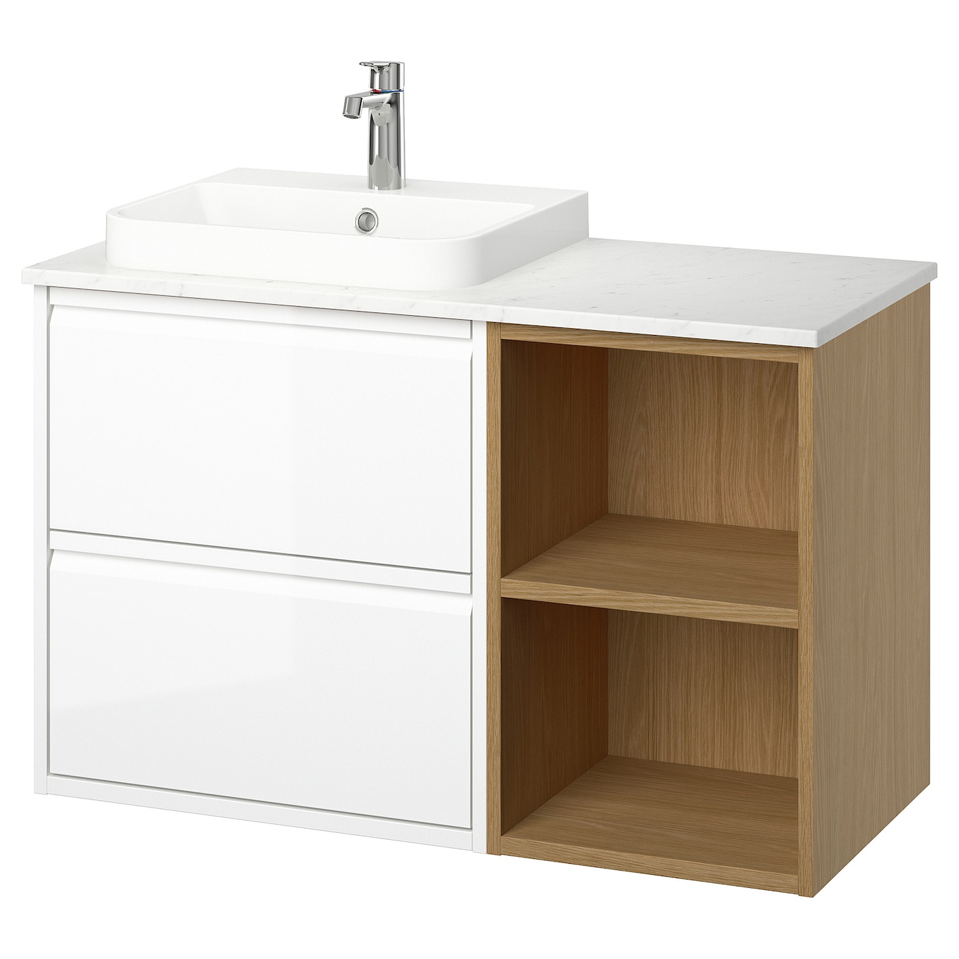 IKEA ÄNGSJÖN / BACKSJÖN szafka pod umyw/umywalka/bateria, połysk biały, 102x49x71 cm