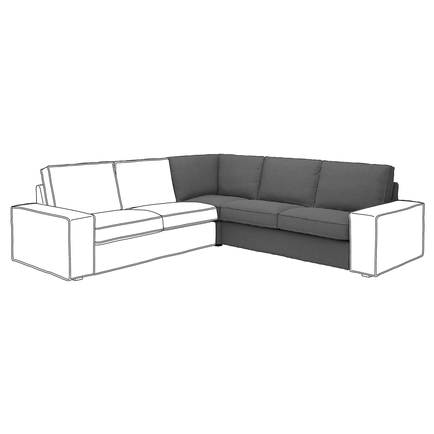 IKEA KIVIK sekcja narożna, Tallmyra średnioszary, Szerokość: 234 cm