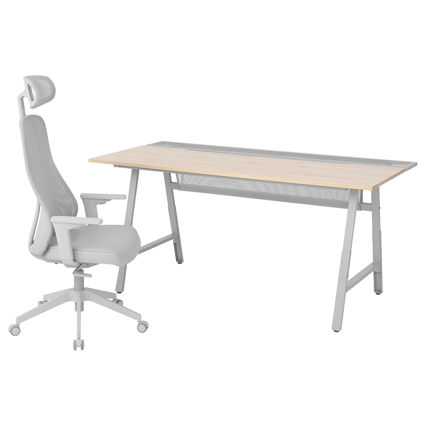 IKEA UTESPELARE / MATCHSPEL biurko gamingowe i krzesło, imitacja jesionu/jasnoszary