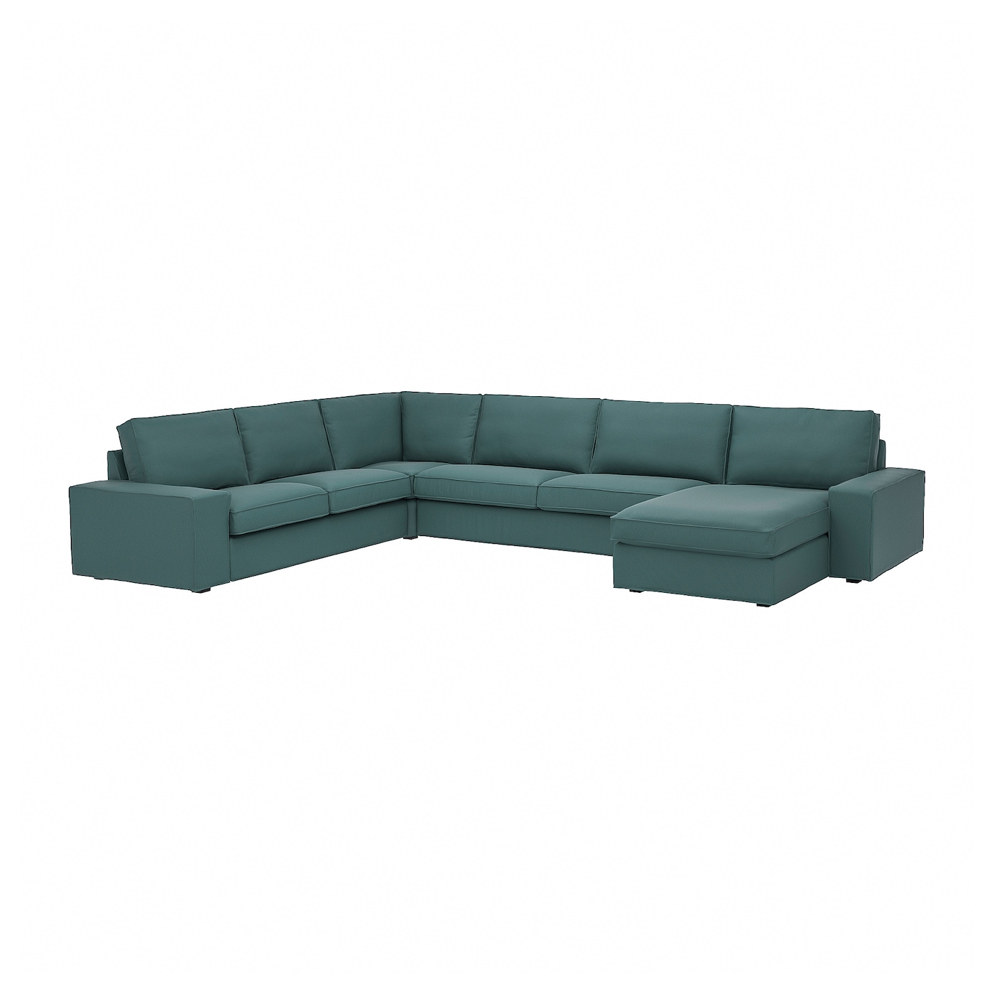 IKEA KIVIK sofa narożna 6-osobowa z szezl, Kelinge szaroturkusowy, Głębokość szezlonga: 163 cm