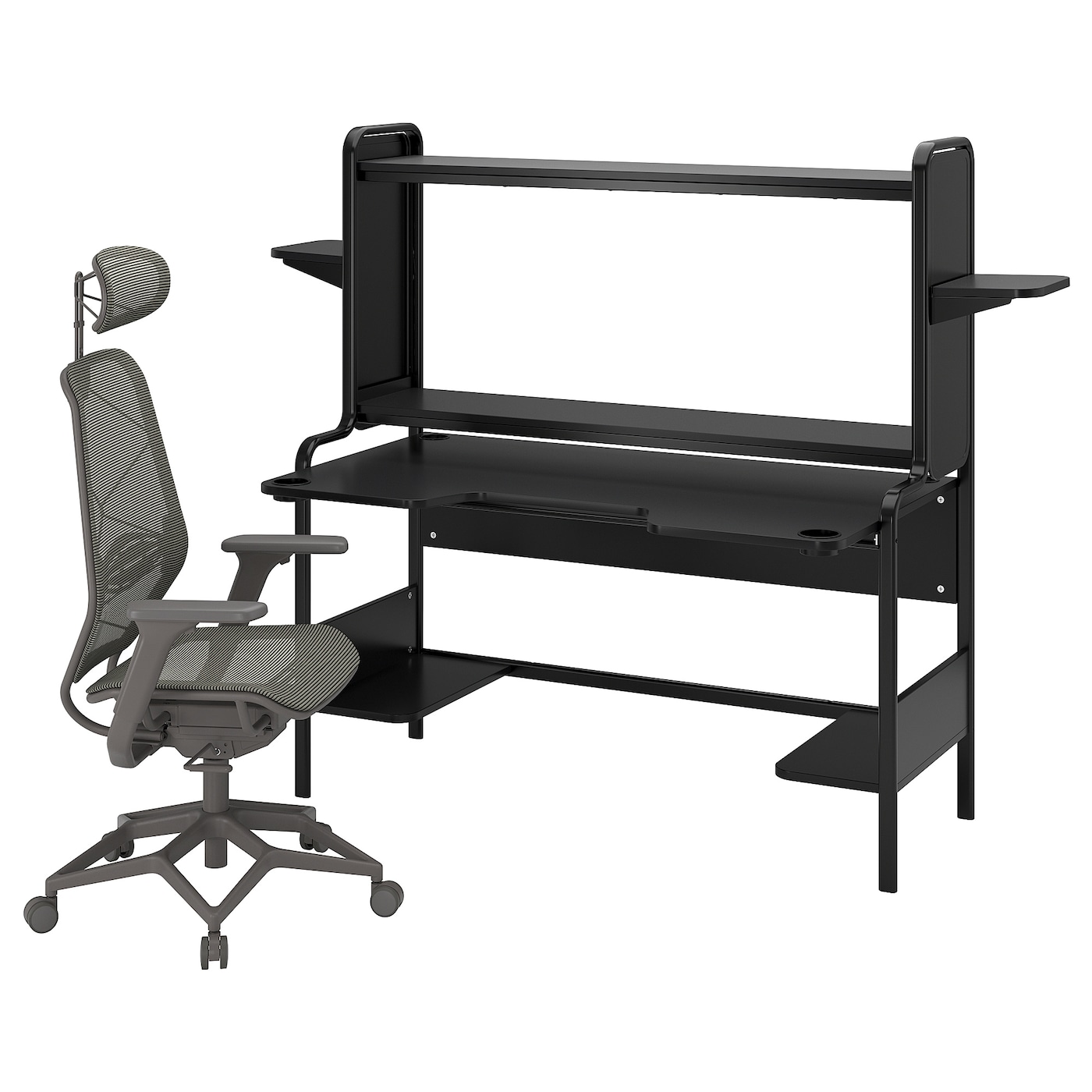 IKEA FREDDE / STYRSPEL biurko gamingowe i krzesło, czarny/szary
