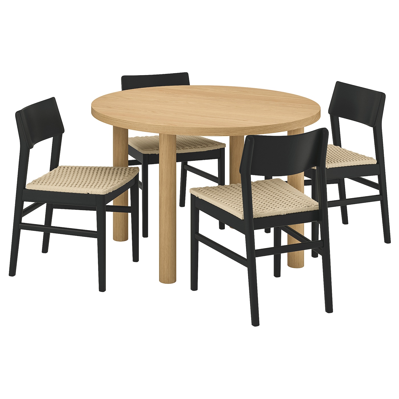 IKEA STOCKHOLM 2025 / SKANSNÄS stół i 4 krzesła, okl dęb/czarny buk, 115 cm