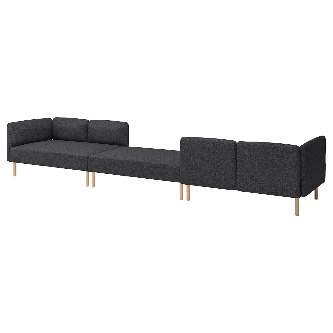 IKEA LILLEHEM 6-osobowa sofa modułowa, Gunnared/ciemnoszary drewno, Szerokość: 440 cm