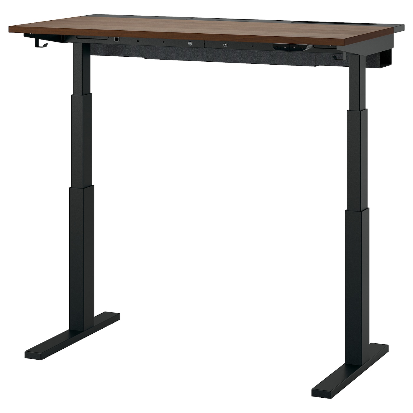 IKEA MITTZON biurko z regulacją wysokości, elektryczny okleina orzechowa/czarny, 120x60 cm