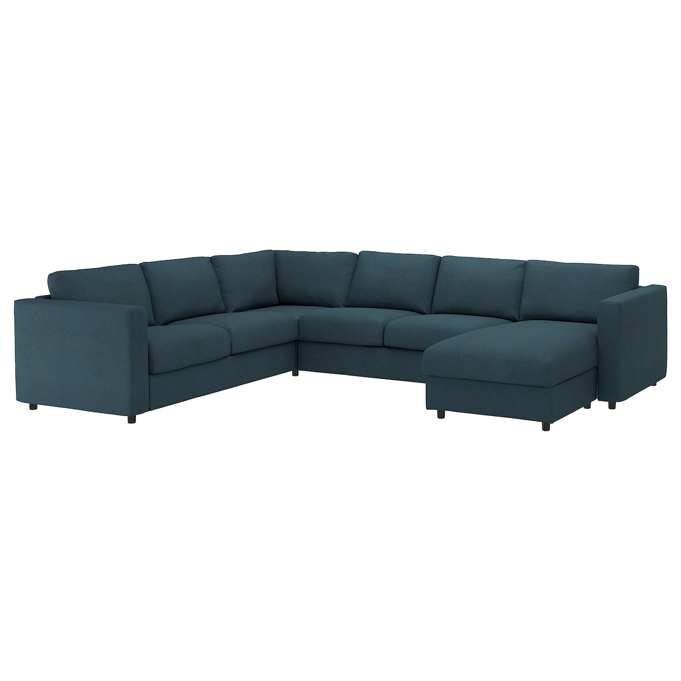 IKEA VIMLE narożna sofa rozkł, 5-os, z szezlongiem/Hillared granatowy, Wysokość łóżka: 53 cm
