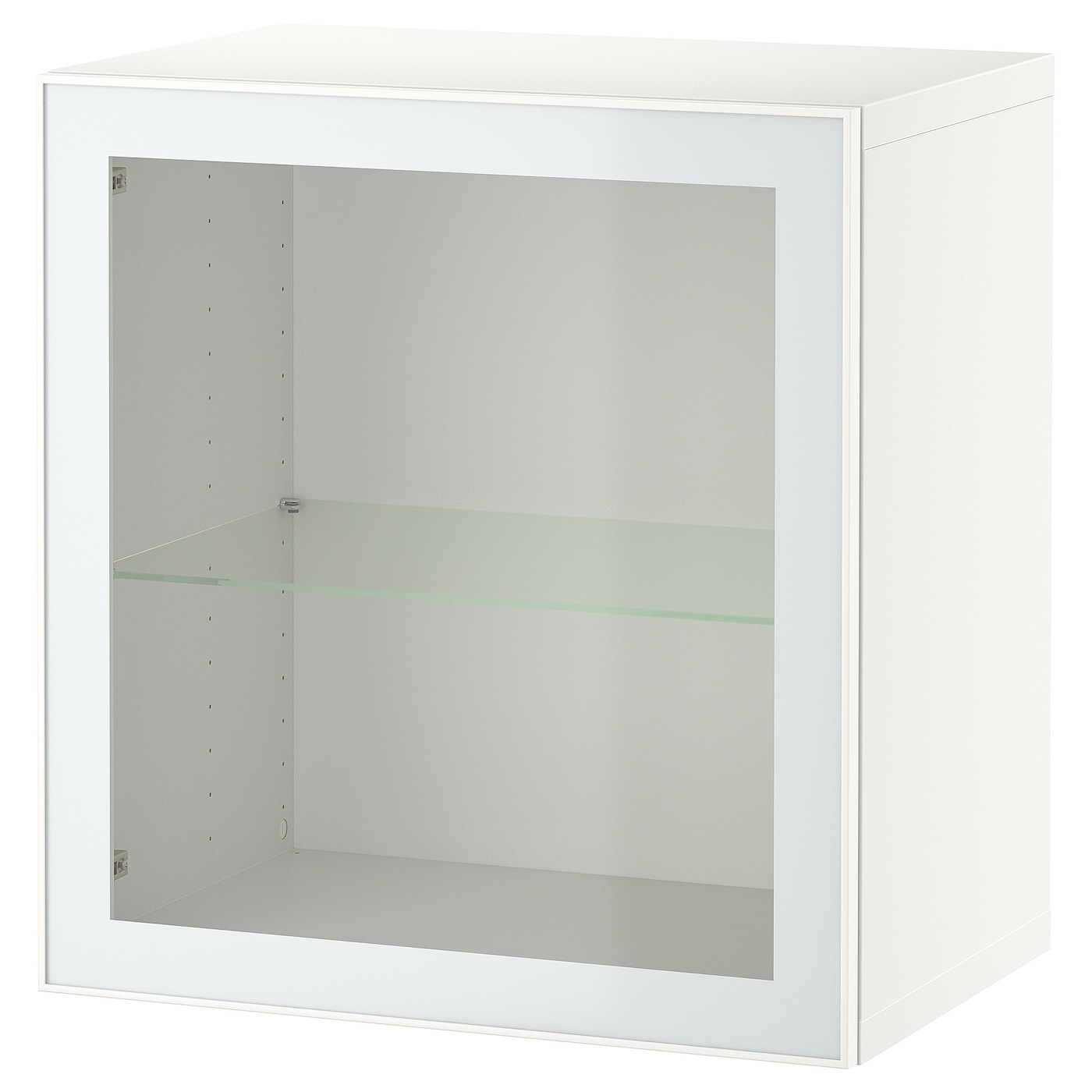 IKEA BESTÅ kombinacja szafek ściennych, biały Glassvik/biel/jasna zieleń szkło bezbarwne, 60x42x64 cm