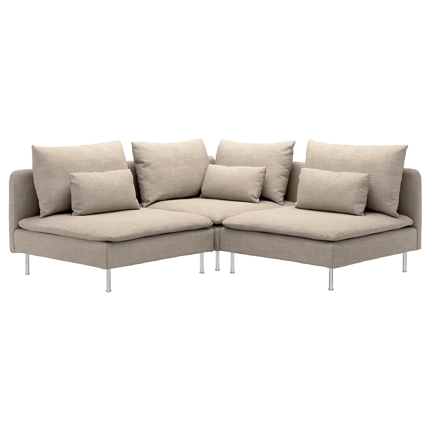 IKEA SÖDERHAMN sofa narożna 3-osobowa, Hillared beżowy, Wysokość z poduchami oparcia: 83 cm