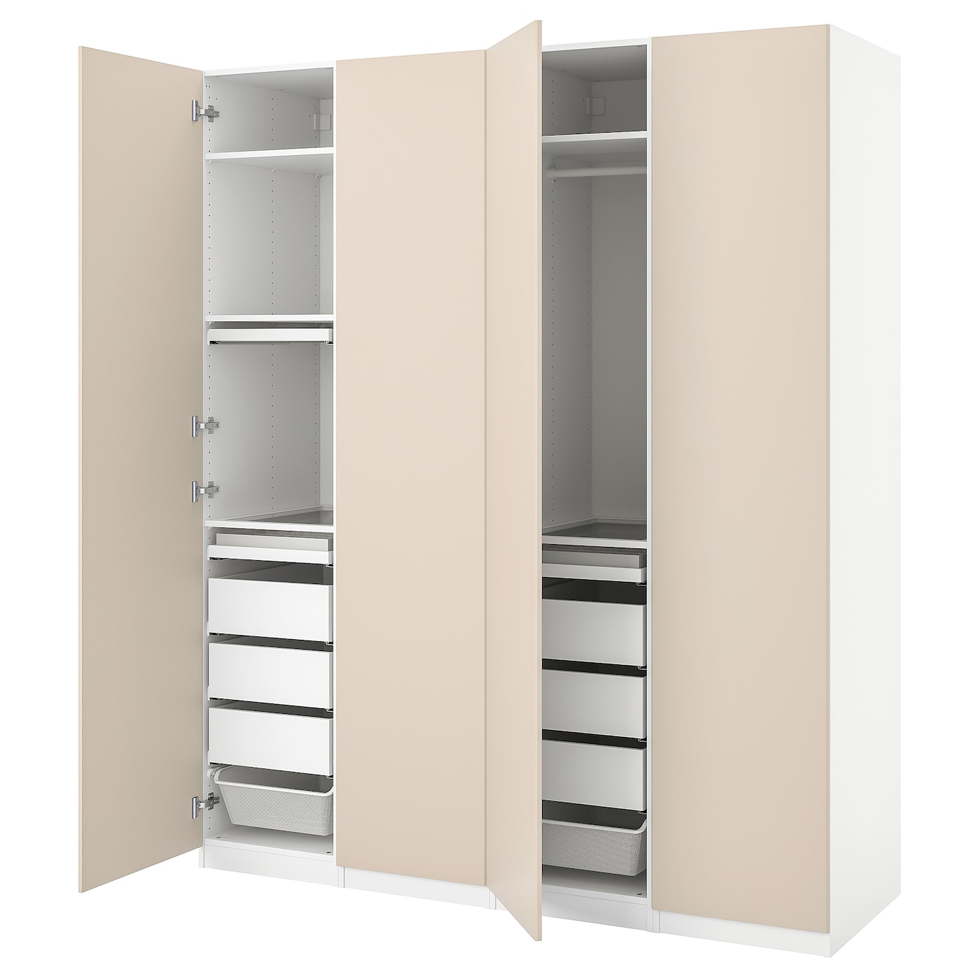 IKEA PAX / REINSVOLL kombinacja szafy, biały/szarobeżowy, 200x60x236 cm