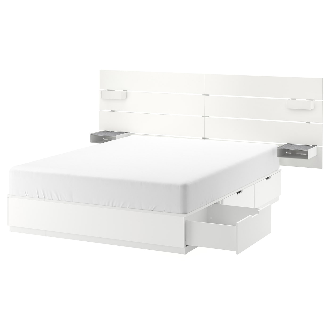 IKEA NORDLI rama łóżka z pojemnikami i zagłówk, biały, 140x200 cm