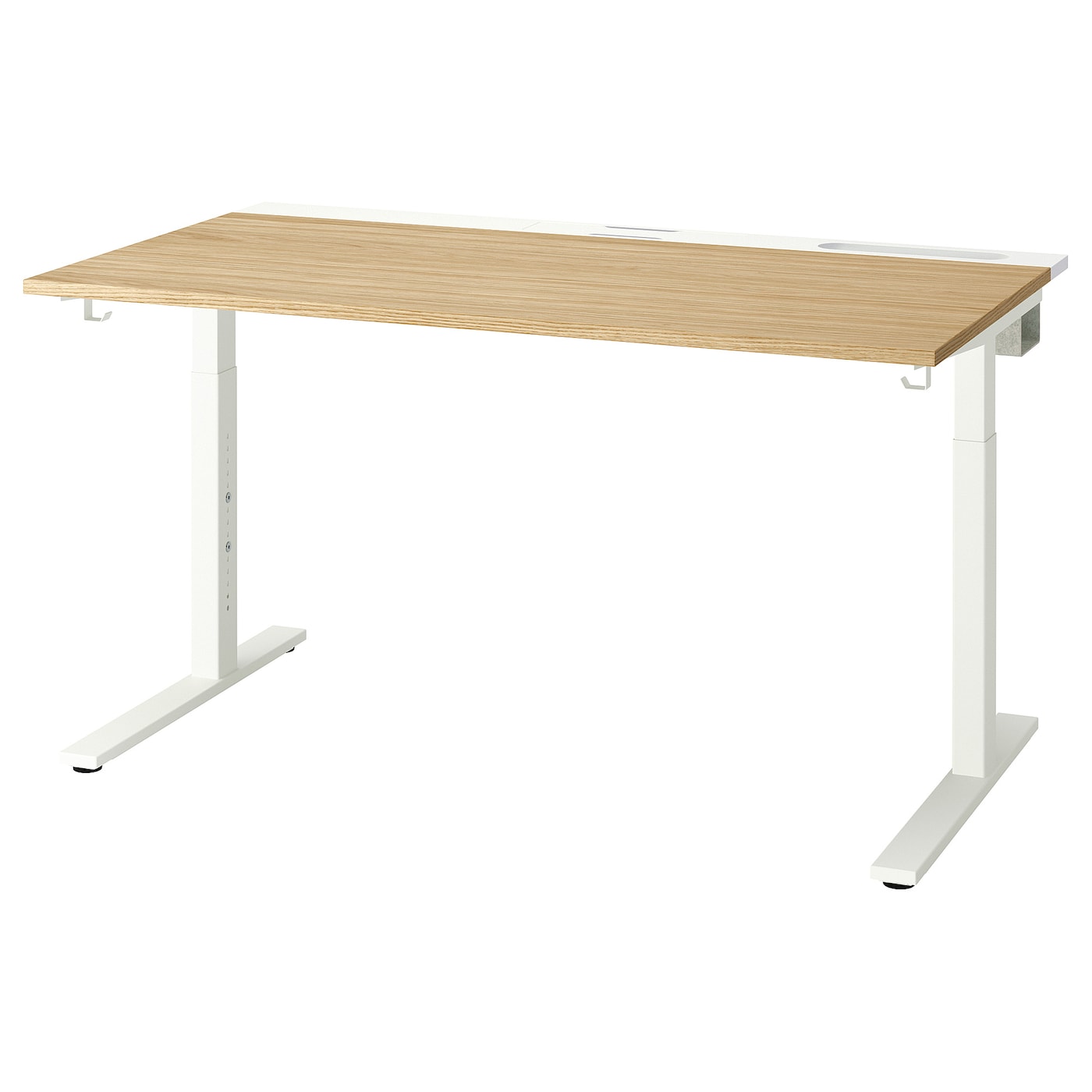 IKEA MITTZON biurko, okl dęb/biały, 140x80 cm