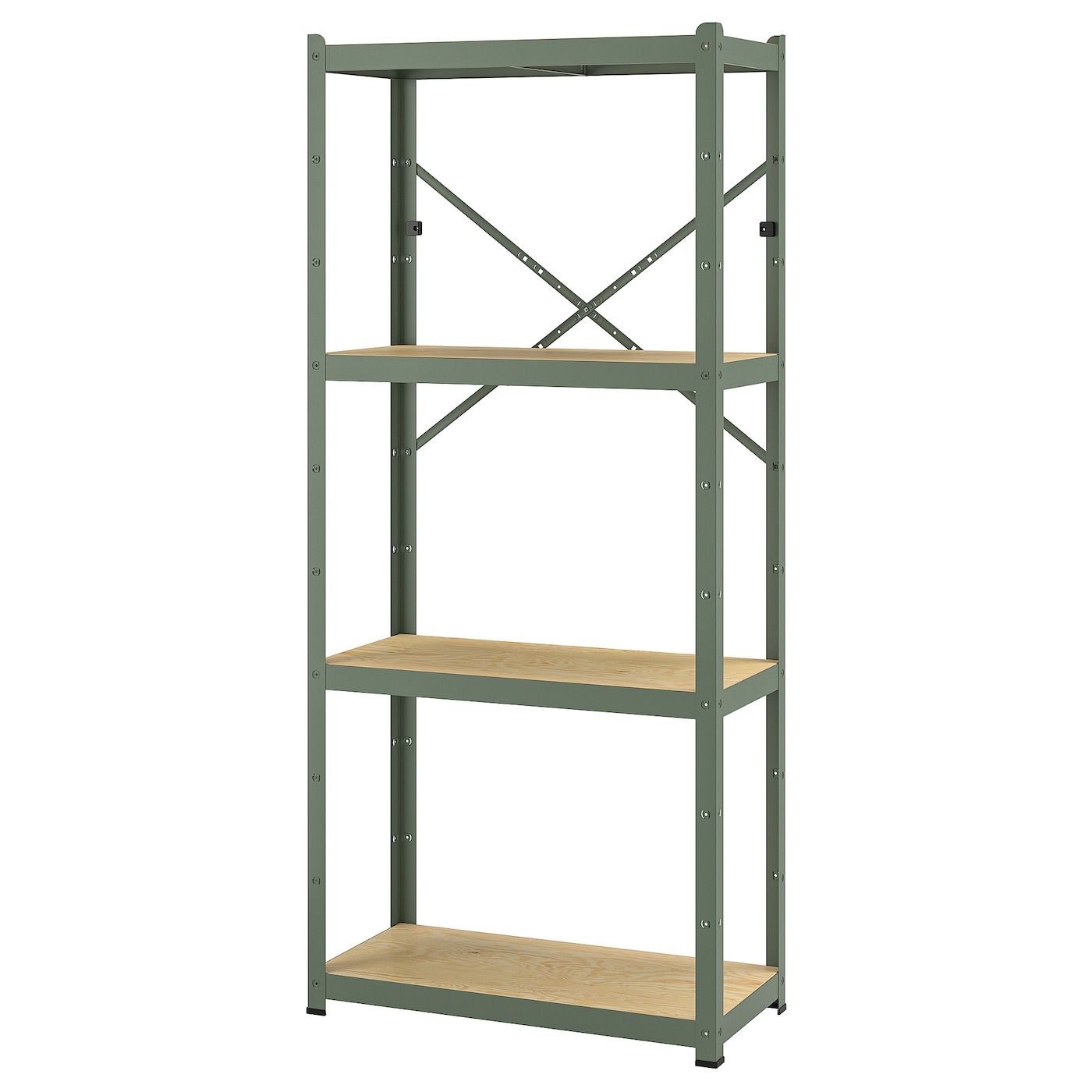 IKEA BROR regał, szarozielony/sklejka sosnowa, 85x40x190 cm