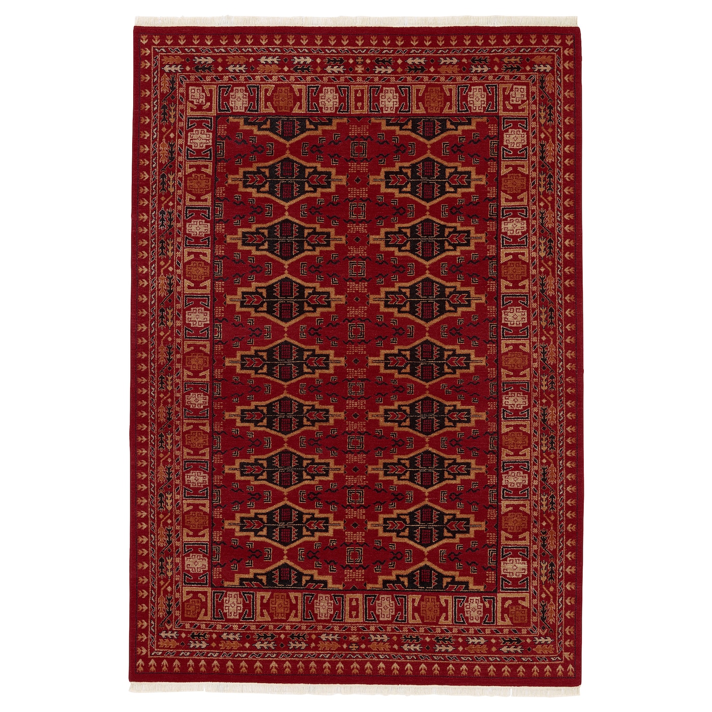 IKEA VIMPELGRÄS dywan z krótkim włosiem, czerwony geometryczny/wykonano ręcznie, 170x240 cm