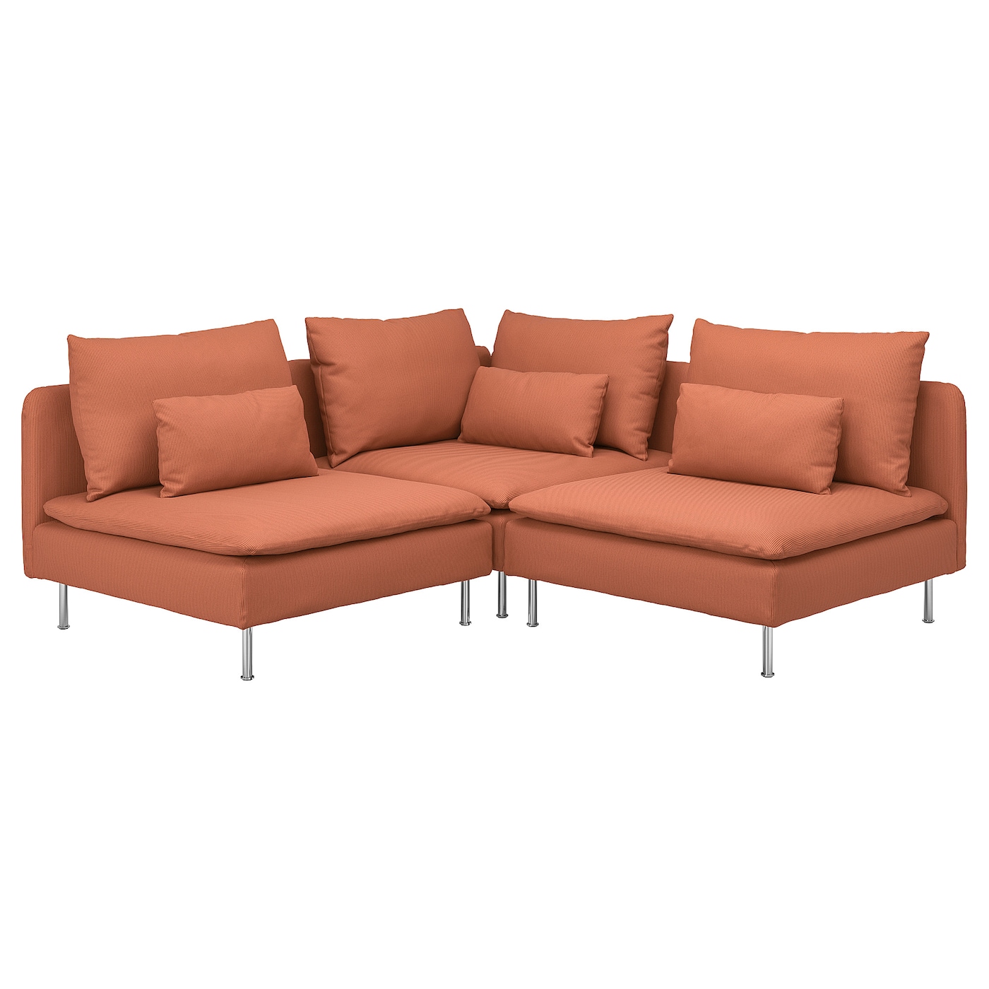 IKEA SÖDERHAMN sofa narożna 3-osobowa, Kelinge rdzawy, Wysokość z poduchami oparcia: 83 cm