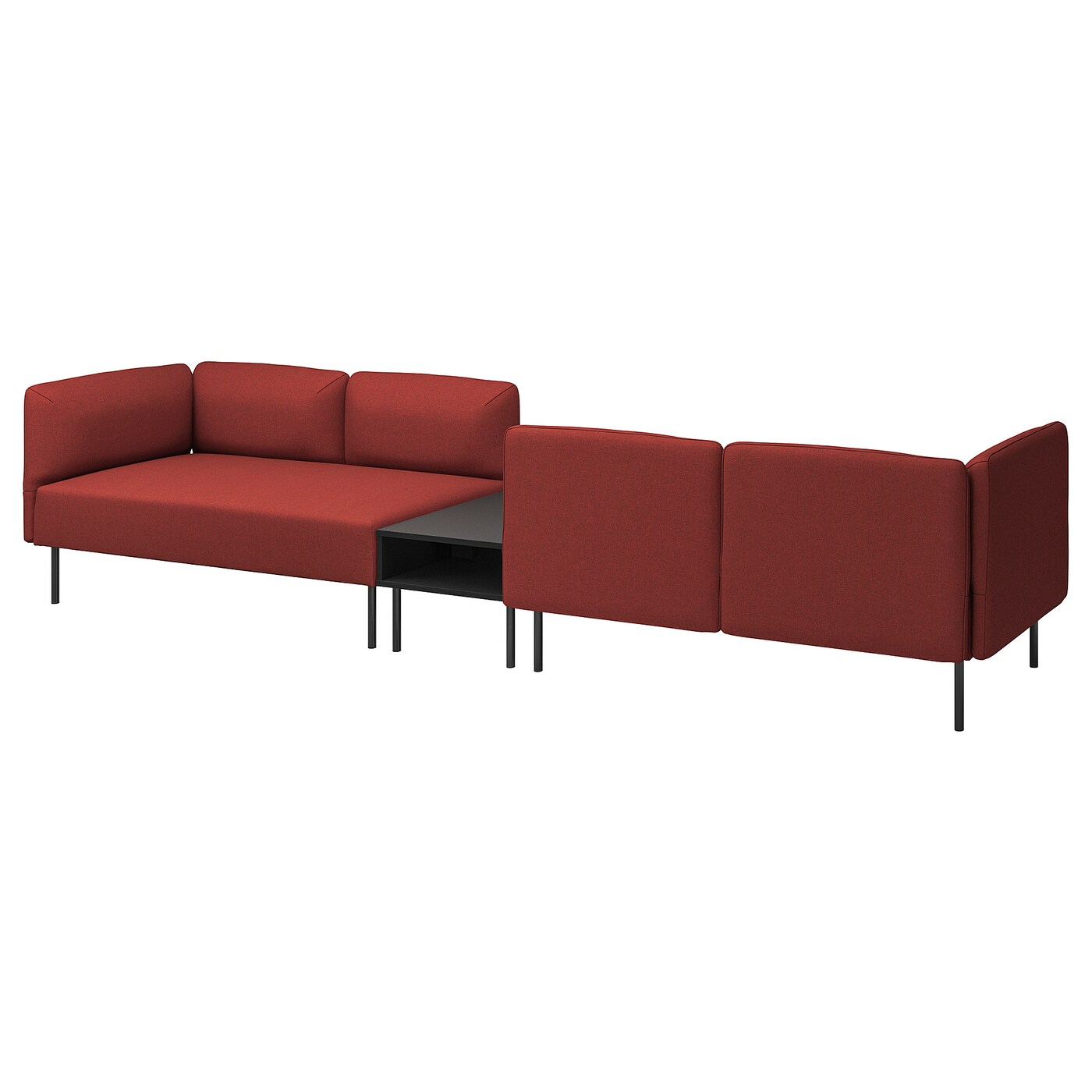 IKEA LILLEHEM 4-os sofa moduł ze stolik bocznym, Gunnared brązowoczerwony/metal, Szerokość: 346 cm