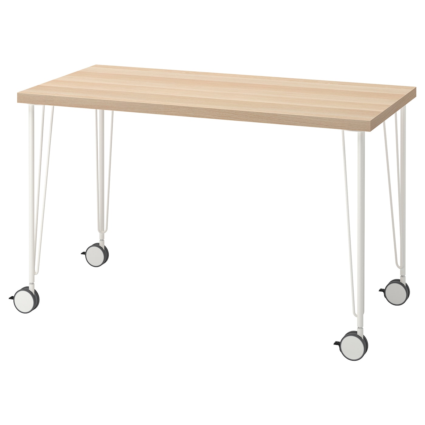 IKEA LAGKAPTEN / KRILLE biurko, imitacja dębu bejcowanego na biało/biały, 120x60 cm