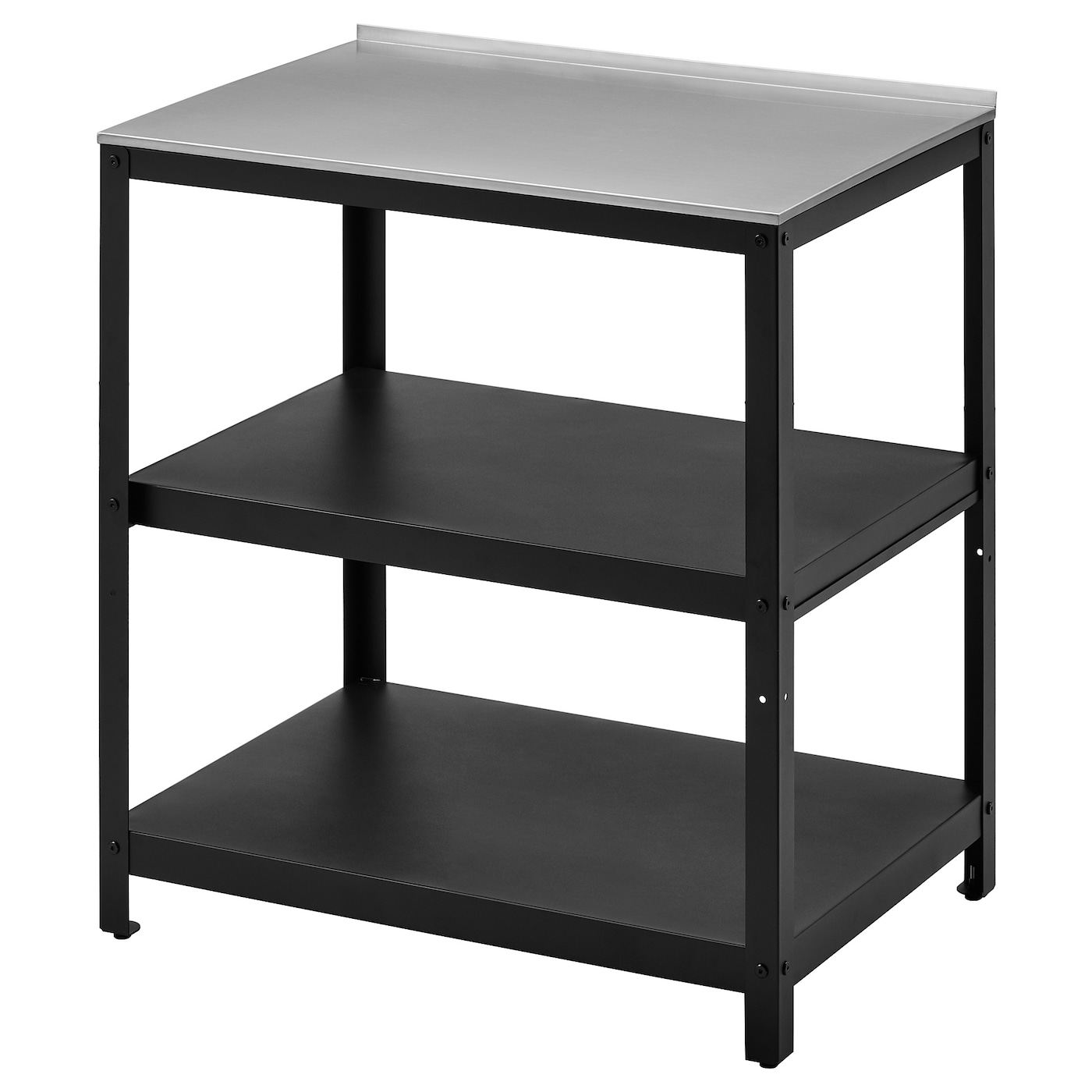 IKEA GRILLSKÄR regał wyspa kuchenna, czarny/stal nierdz zewnętrzne, 86x61 cm