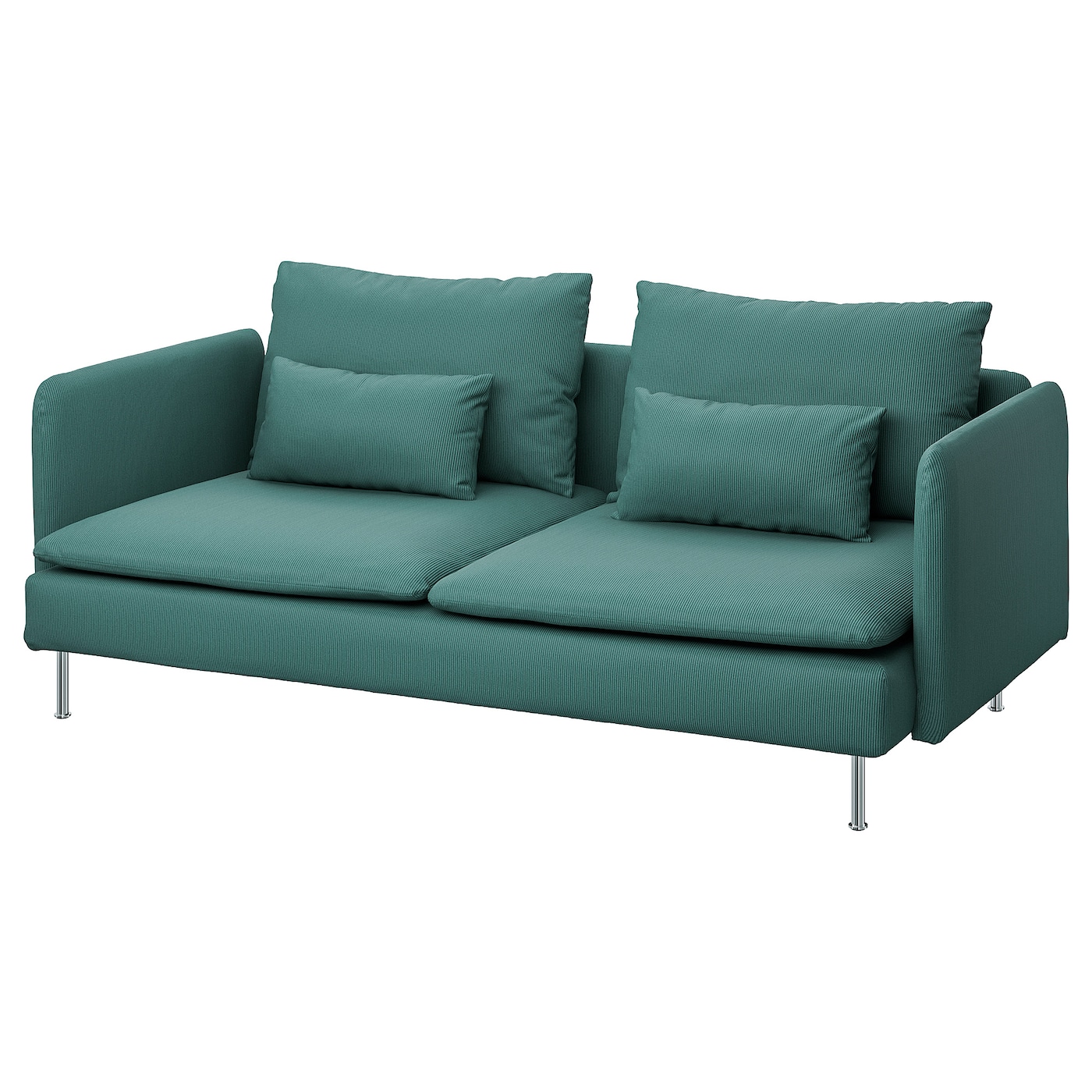 IKEA SÖDERHAMN sofa 3-osobowa, Kelinge szaroturkusowy, Wysokość z poduchami oparcia: 83 cm