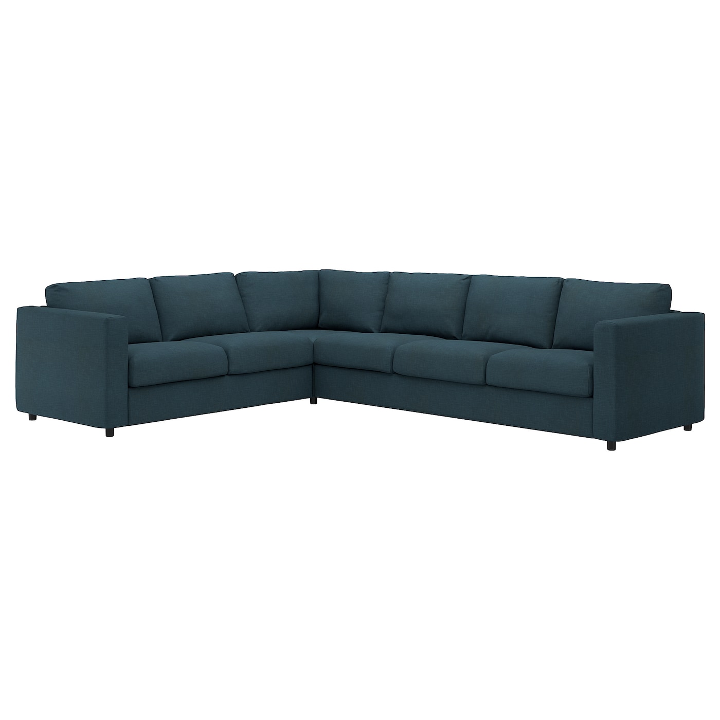 IKEA VIMLE sofa narożna 5-osobowa, Hillared granatowy, Wysokość z poduchami oparcia: 83 cm