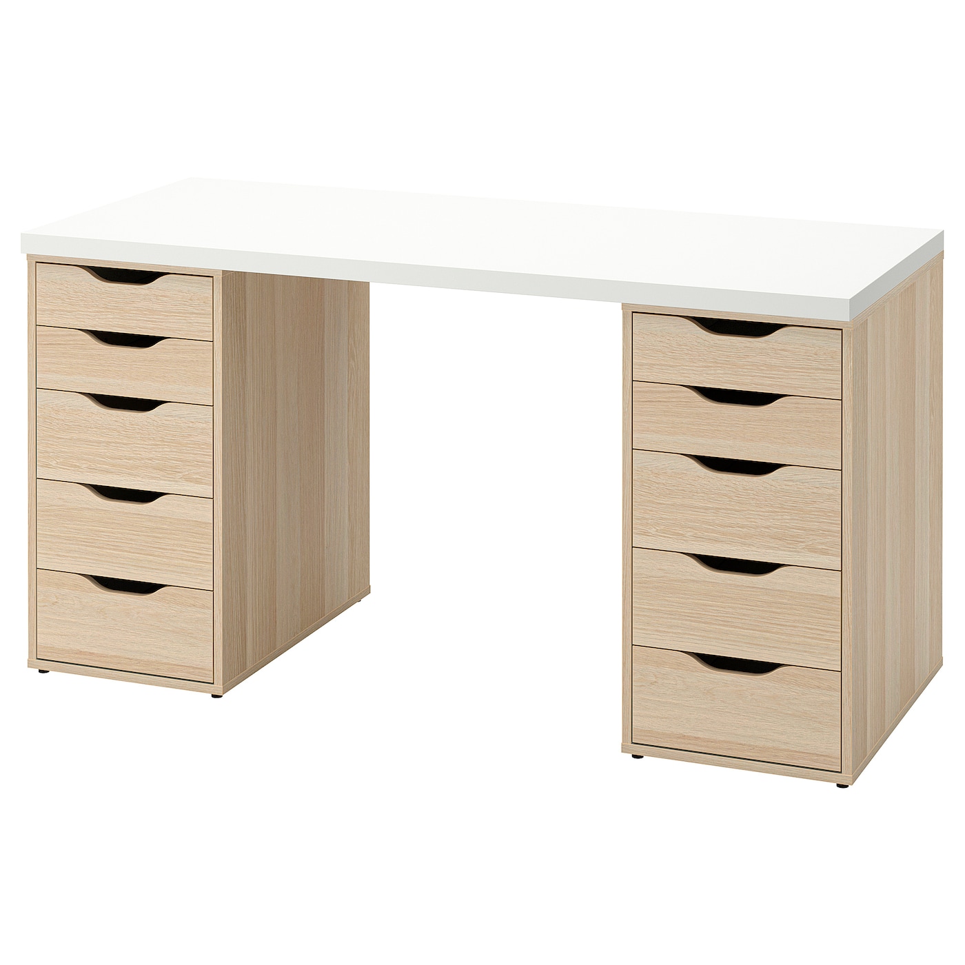 IKEA LAGKAPTEN / ALEX biurko, biały/imitacja dębu bejcowanego na biało, 140x60 cm