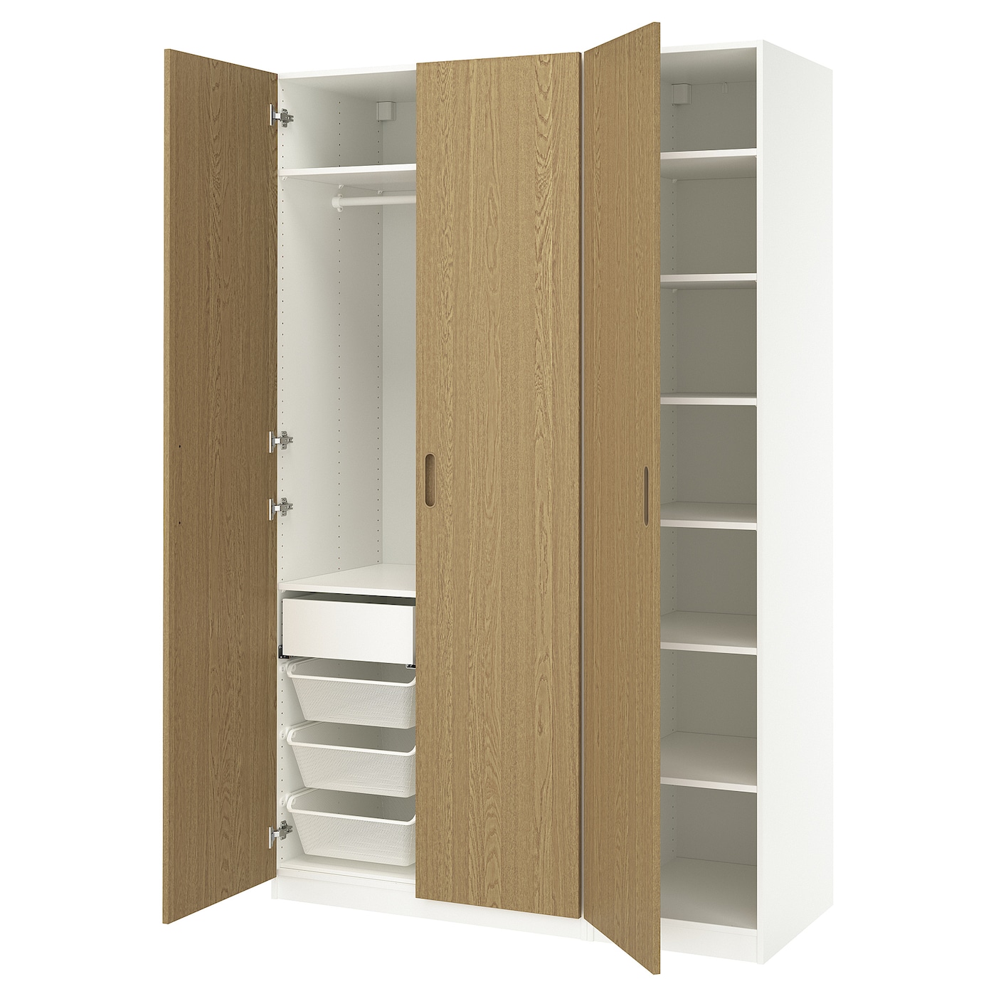 IKEA PAX / TONSTAD kombinacja szafy, biały/okl dęb, 150x60x236 cm
