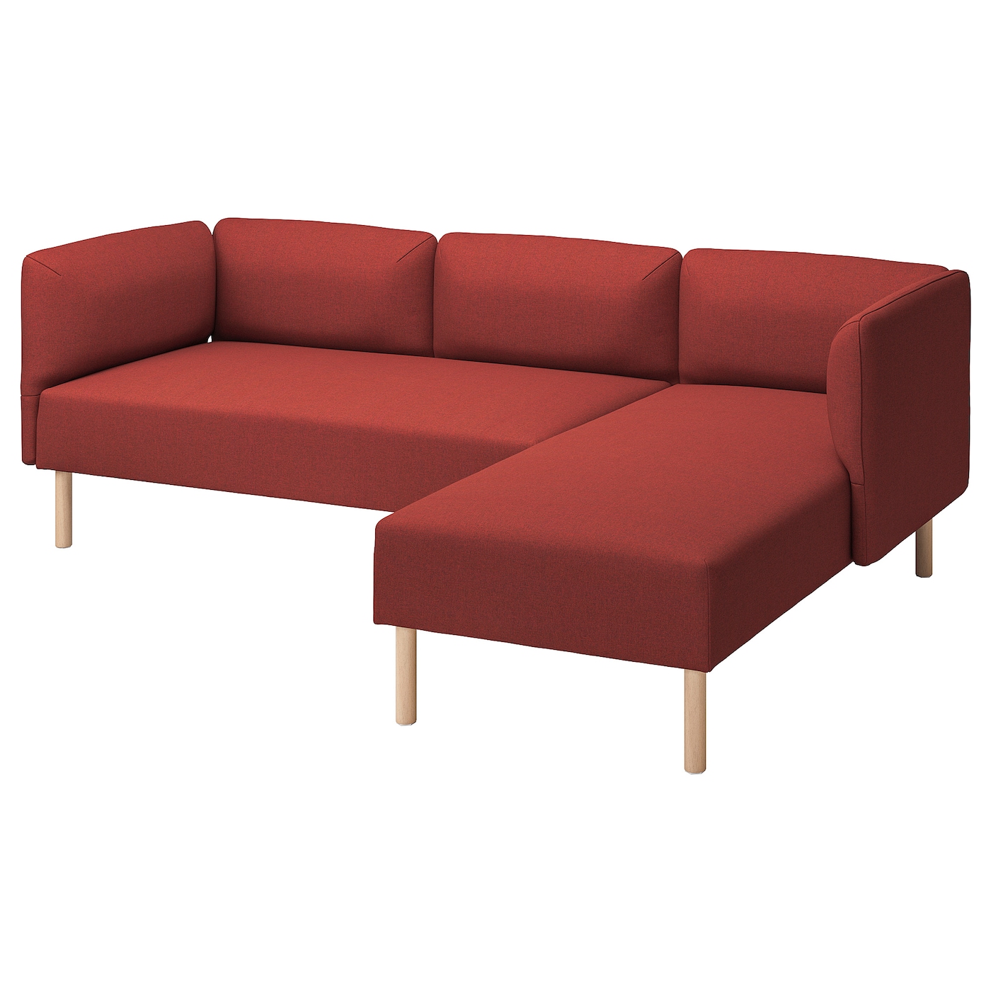 IKEA LILLEHEM 3-osob sofa modułowa z szezlongiem, Gunnared/brązowoczerwony drewno, Szerokość: 224 cm