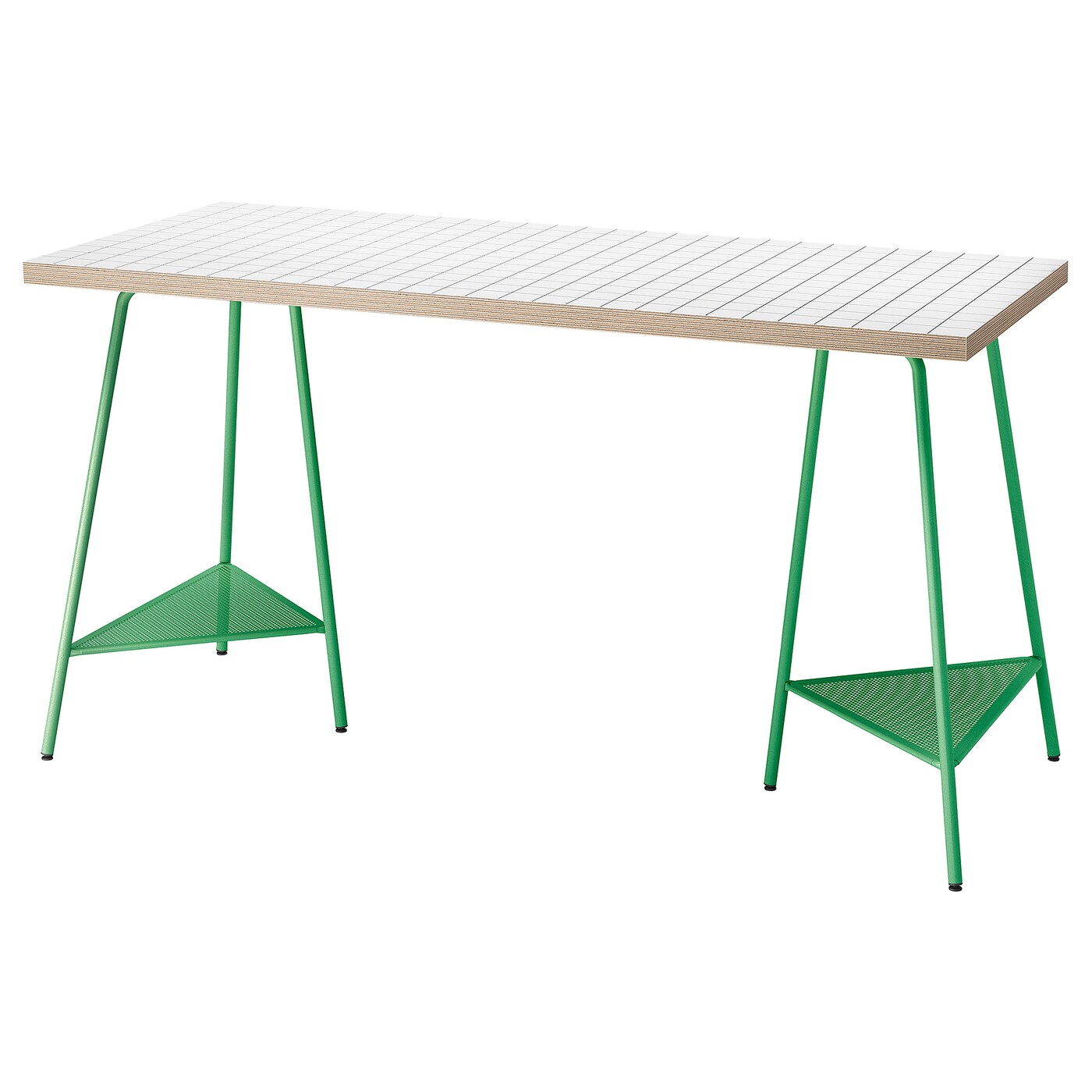 IKEA LAGKAPTEN / TILLSLAG biurko, biały antracyt/zielony, 140x60 cm