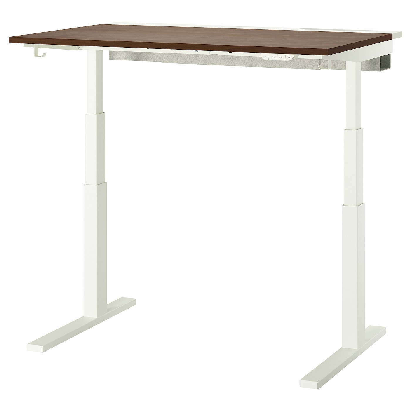 IKEA MITTZON biurko z regulacją wysokości, elektryczny okleina orzechowa/biały, 120x80 cm