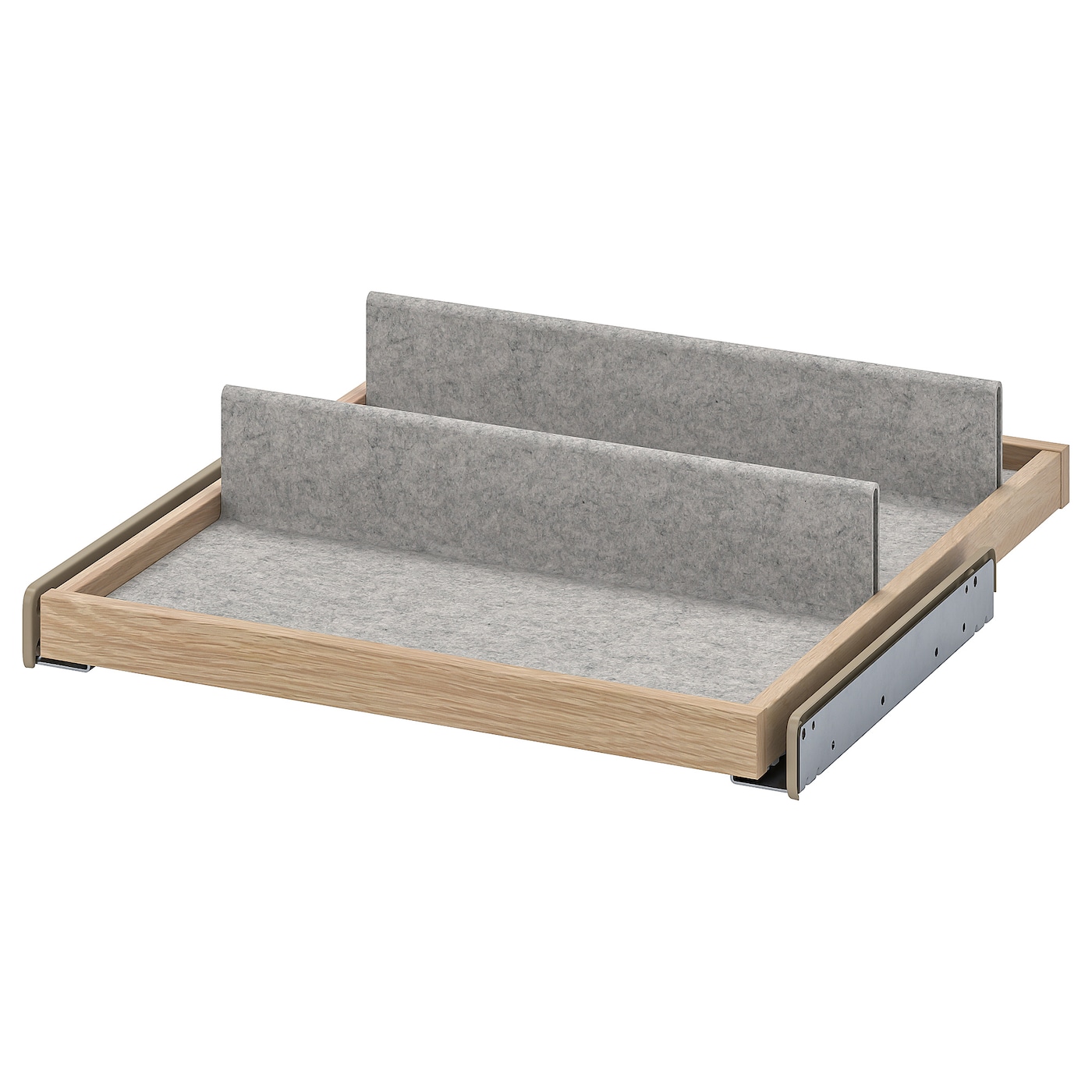 IKEA KOMPLEMENT wysuwana taca z wkładem na buty, imitacja dębu bejcowanego na biało/jasnoszary, 50x58 cm