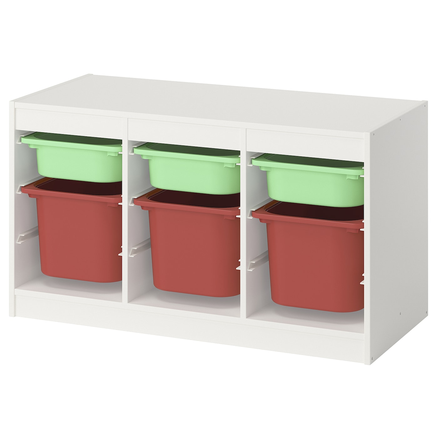 IKEA TROFAST regał z pojemnikami, biały jasnozielony/czerwony, 99x44x56 cm