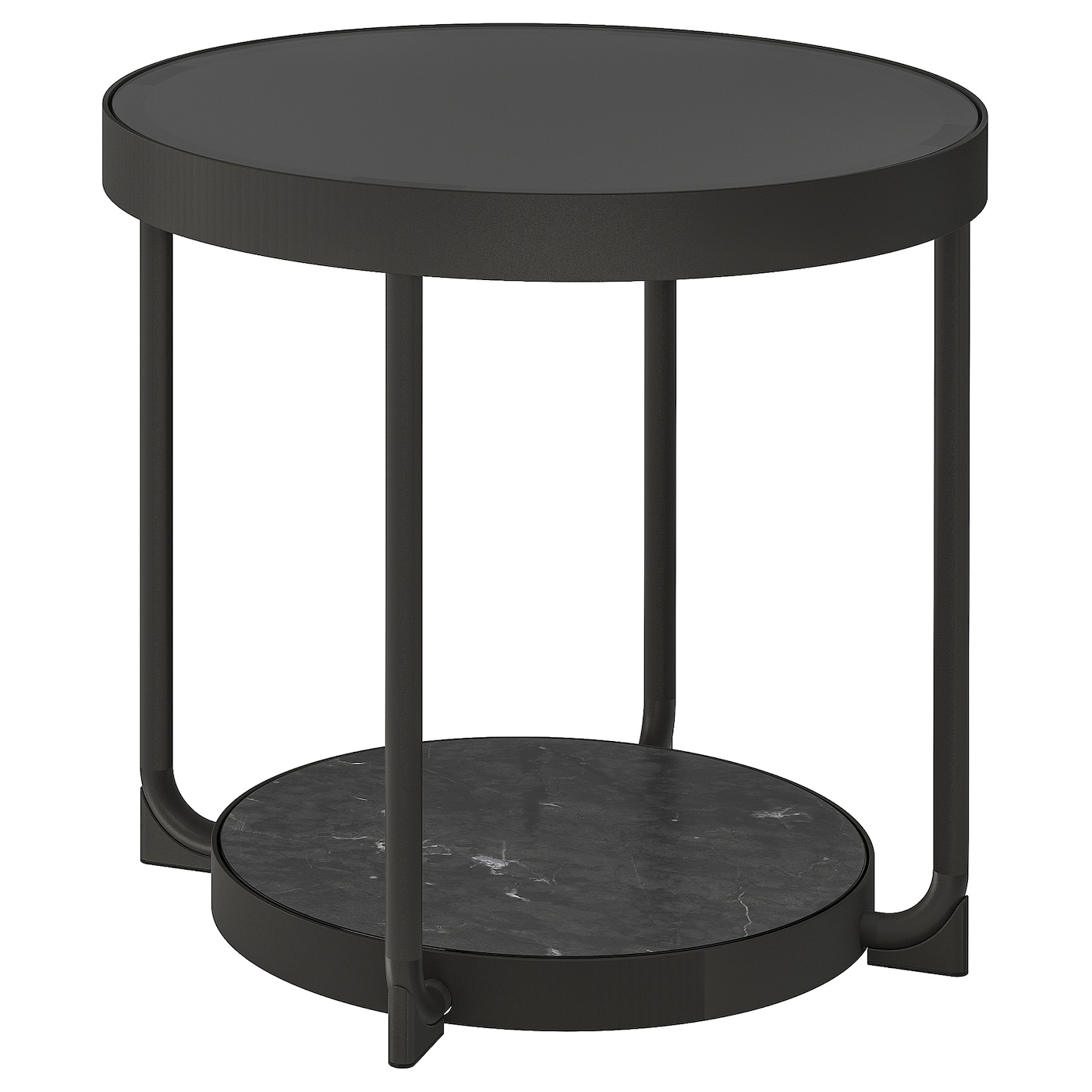 IKEA FRÖTORP stolik, antracyt imitacja marmuru/czarny szkło, 48 cm