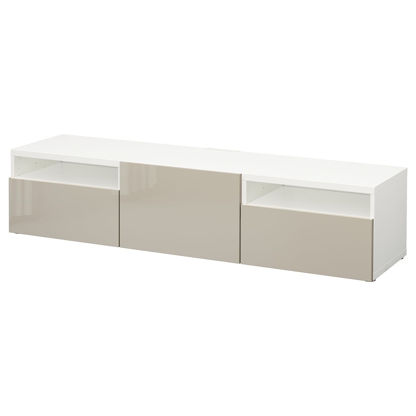 IKEA BESTÅ szafka pod TV, biały/Selsviken wysoki połysk beż, 180x42x39 cm