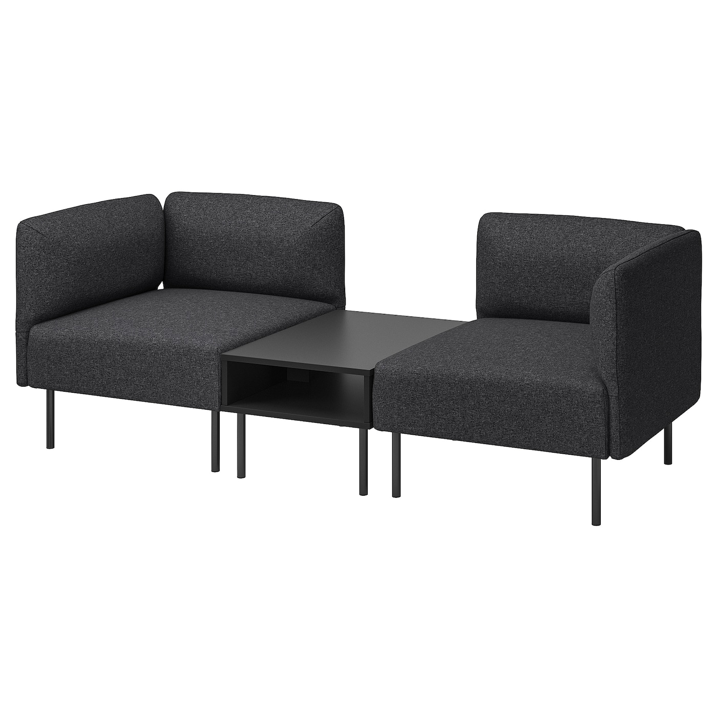 IKEA LILLEHEM 2-os sofa moduł ze stolik bocznym, Gunnared ciemnoszary/metal, Szerokość: 202 cm