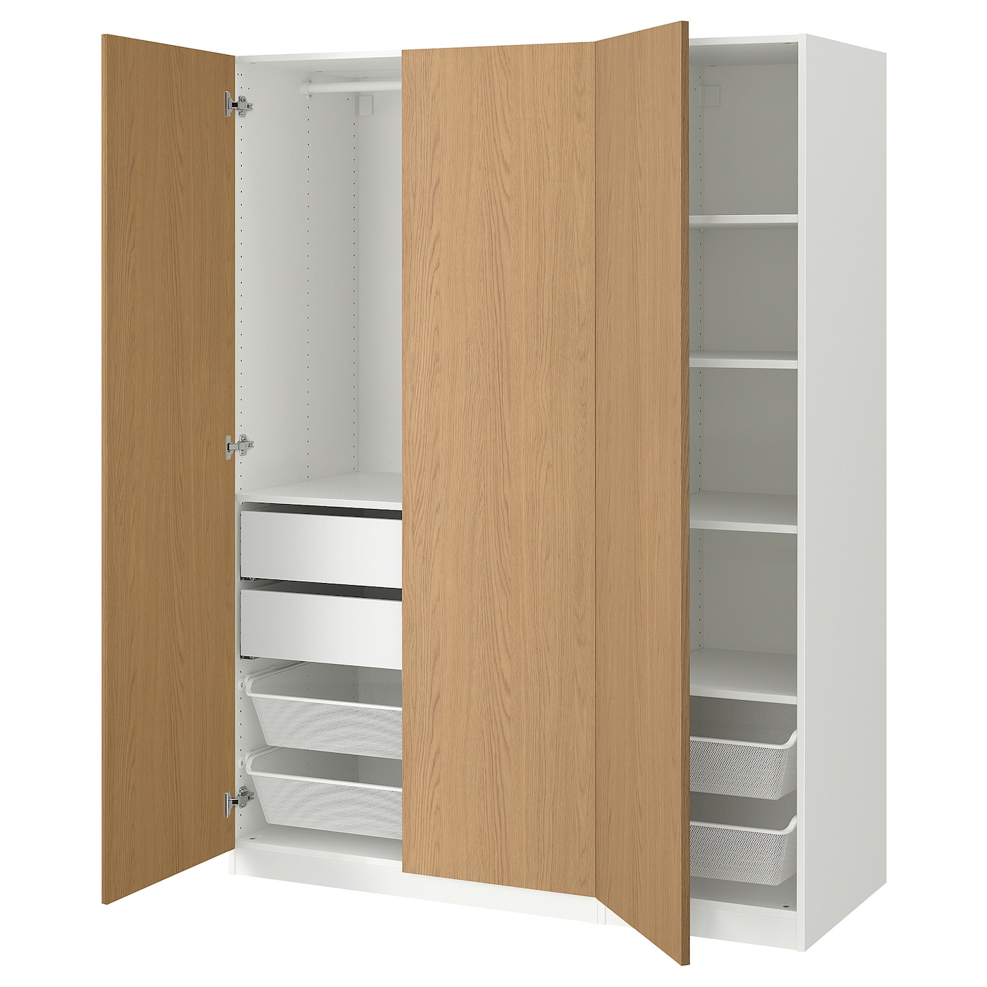 IKEA PAX / STORKLINTA kombinacja szafy, biały/imit. dębu, 150x60x201 cm
